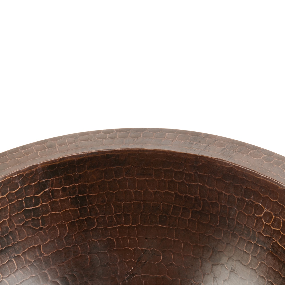 12" Round Hammered Copper Undermount Bathroom Sink