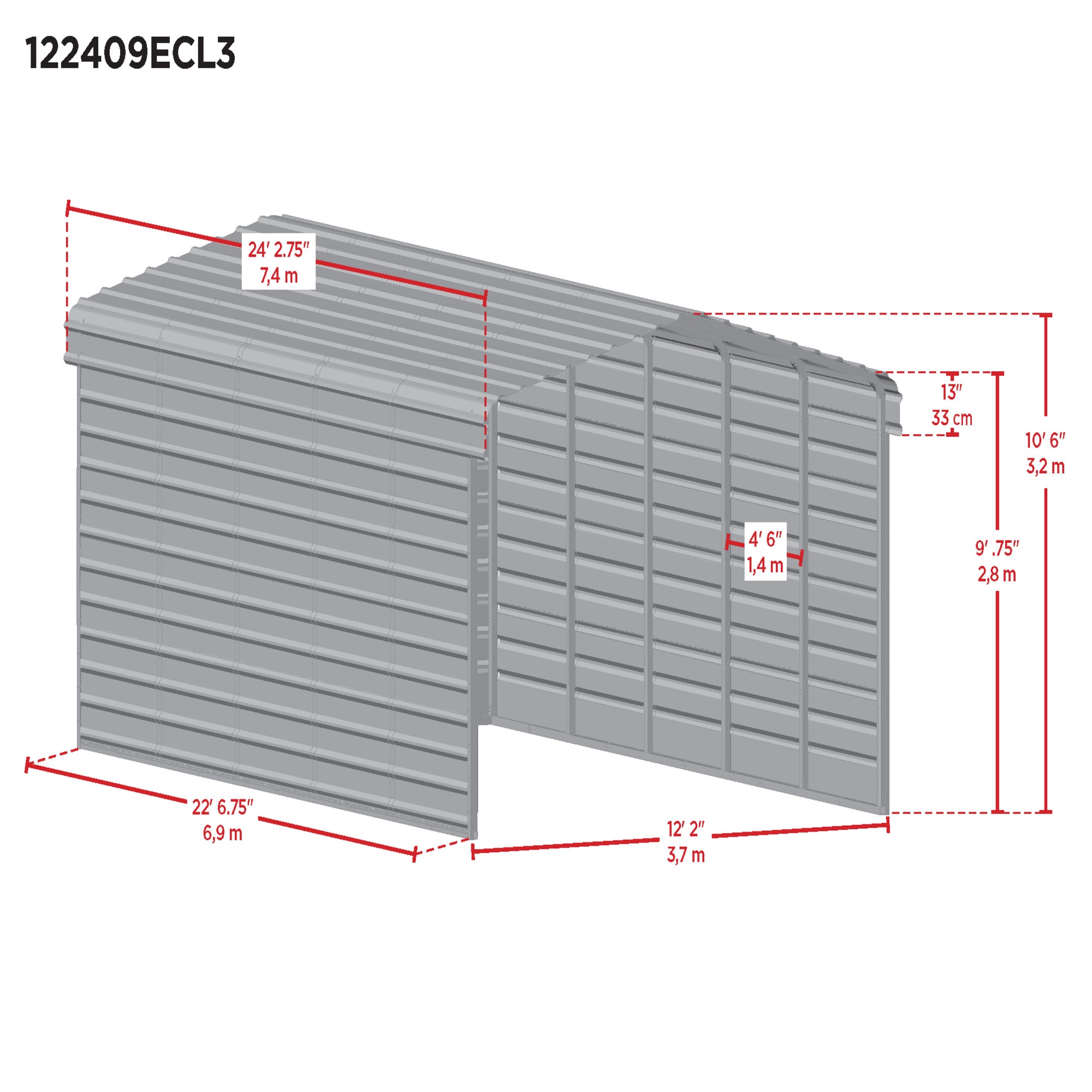 Arrow CPH122409ECL3 Carport-Covers - View #3