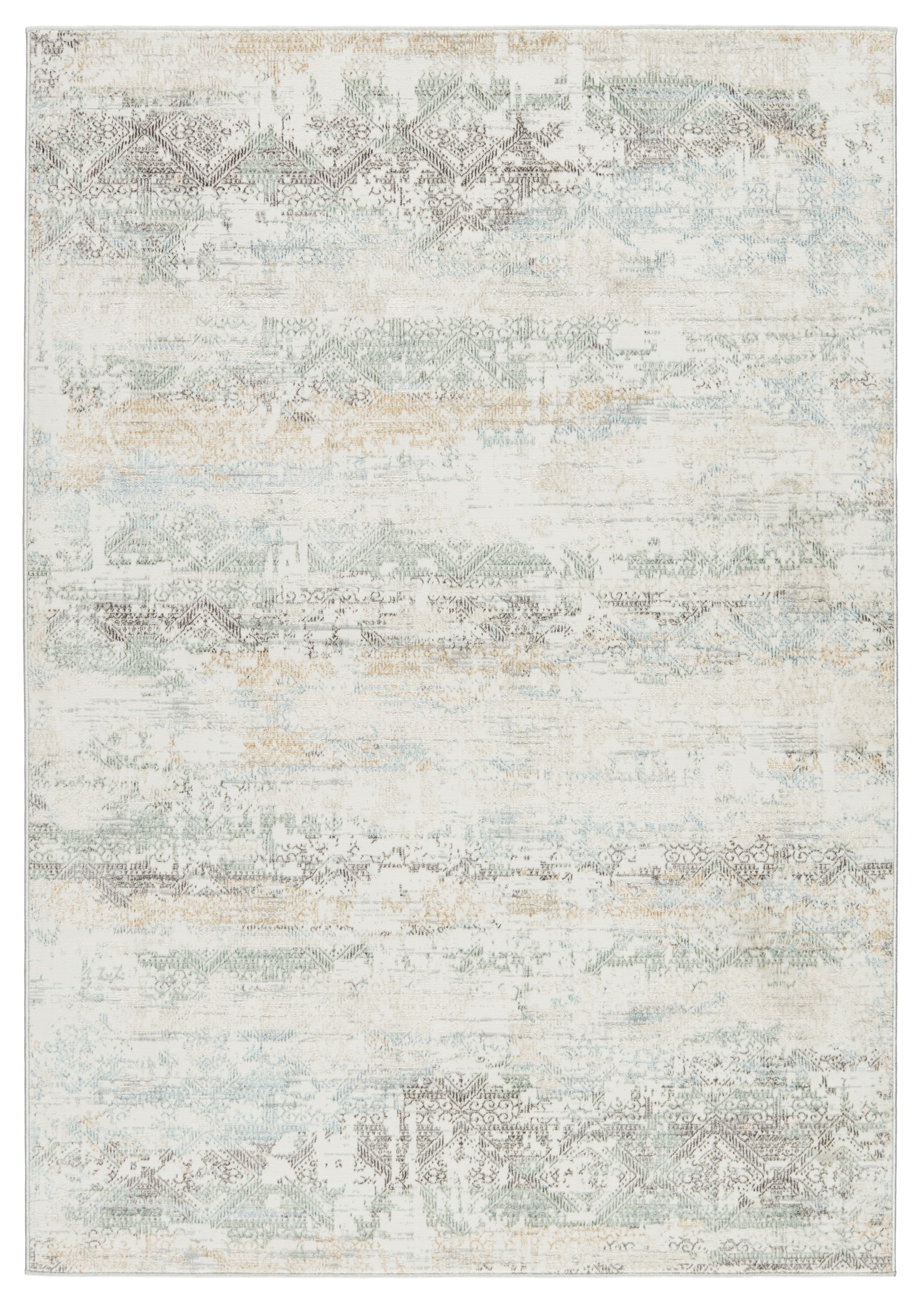 Melo Light Blue Trellis 5'x8' Washable Synthetic Area Rug