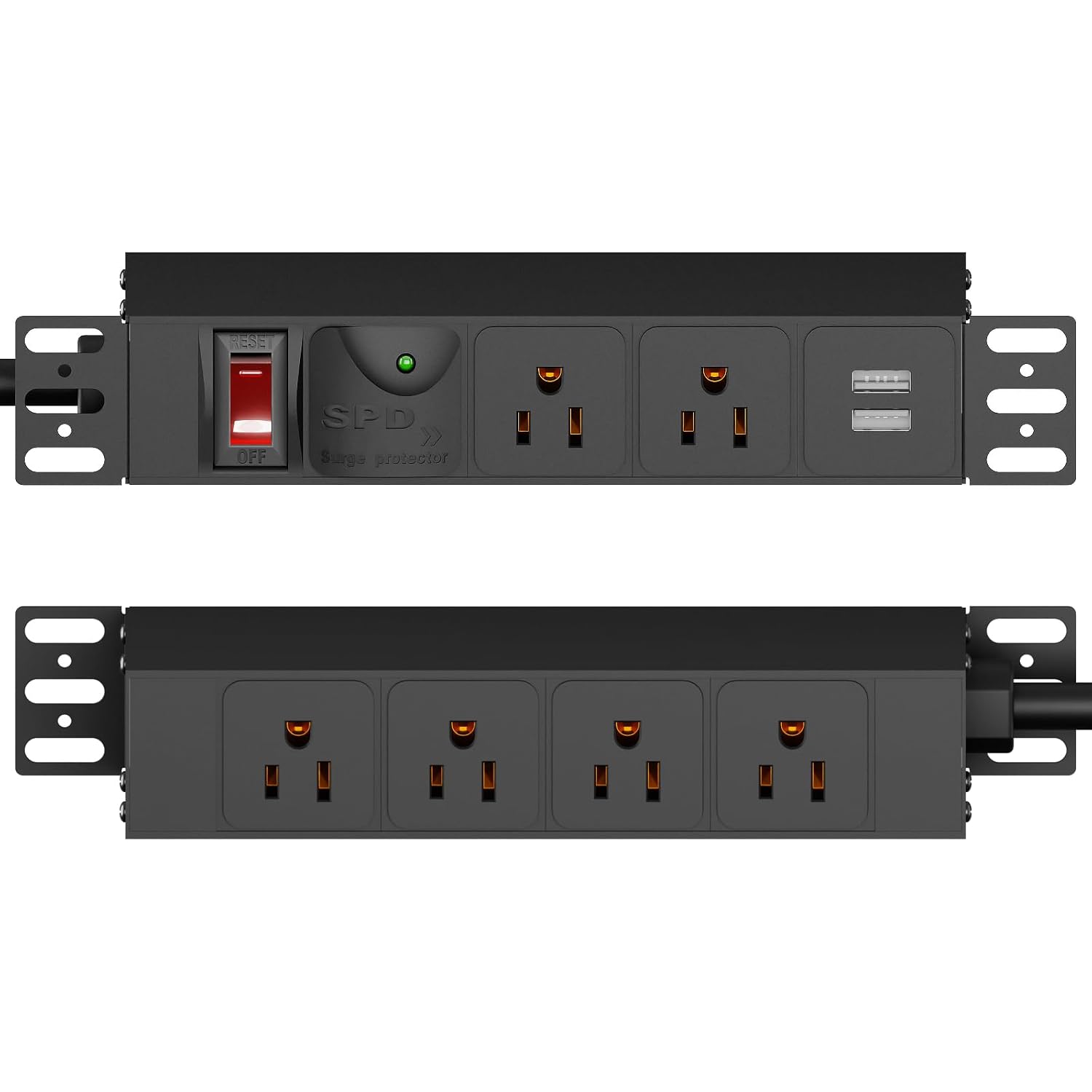 LENCENT 1U Rack Mount Power Distribution Unit with 6 Outlets and Surge ...