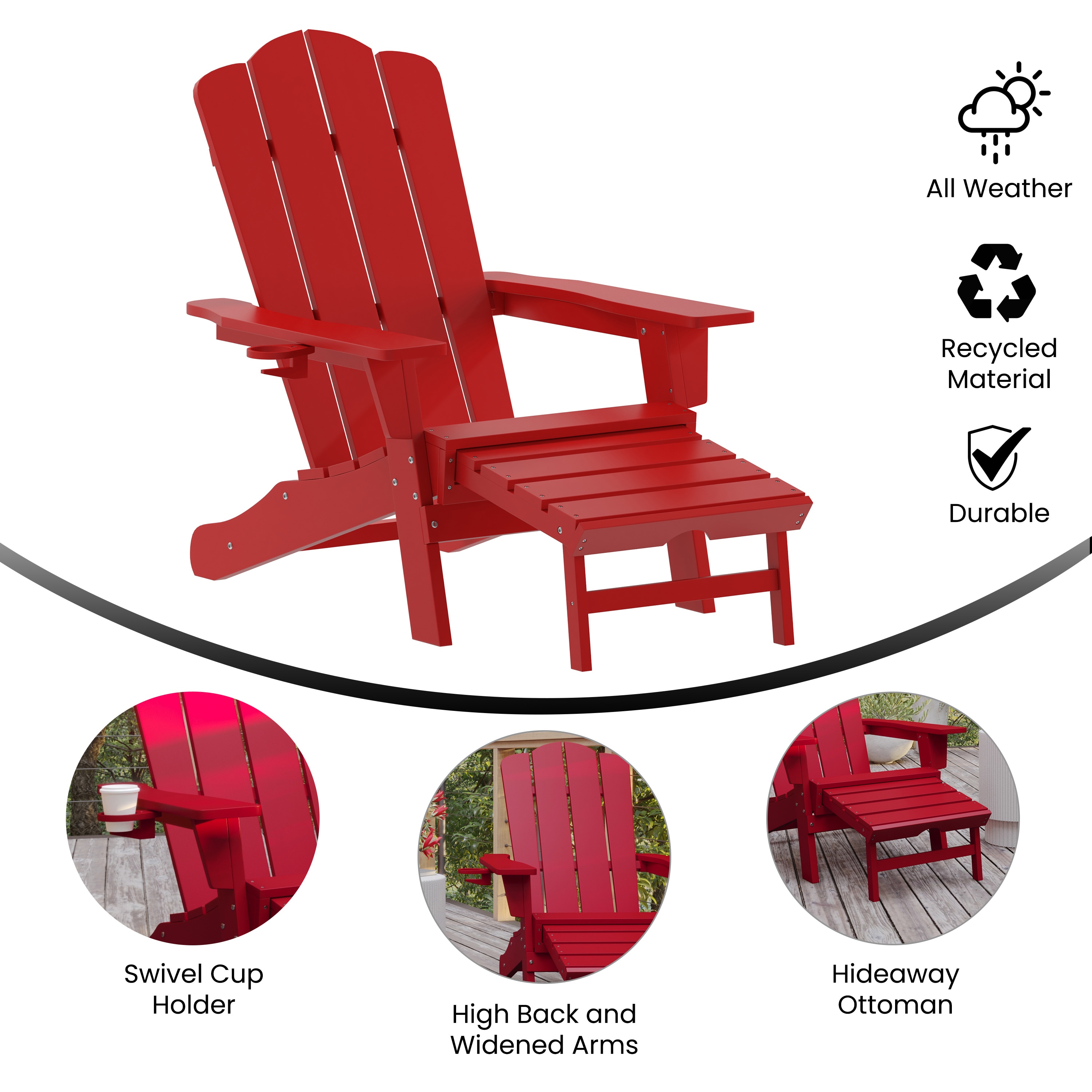 Taylor Logan Nellis Adirondack Chair with Cup Holder and Pull