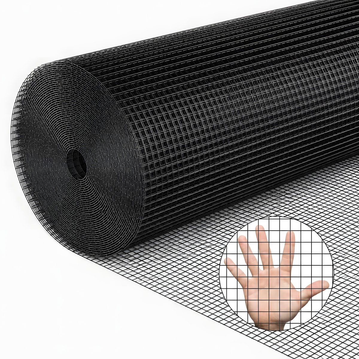 Loheer 36-in W x 50-ft L Black Metal Mesh 1/2-in Welded Chicken Wire Fencing Roll