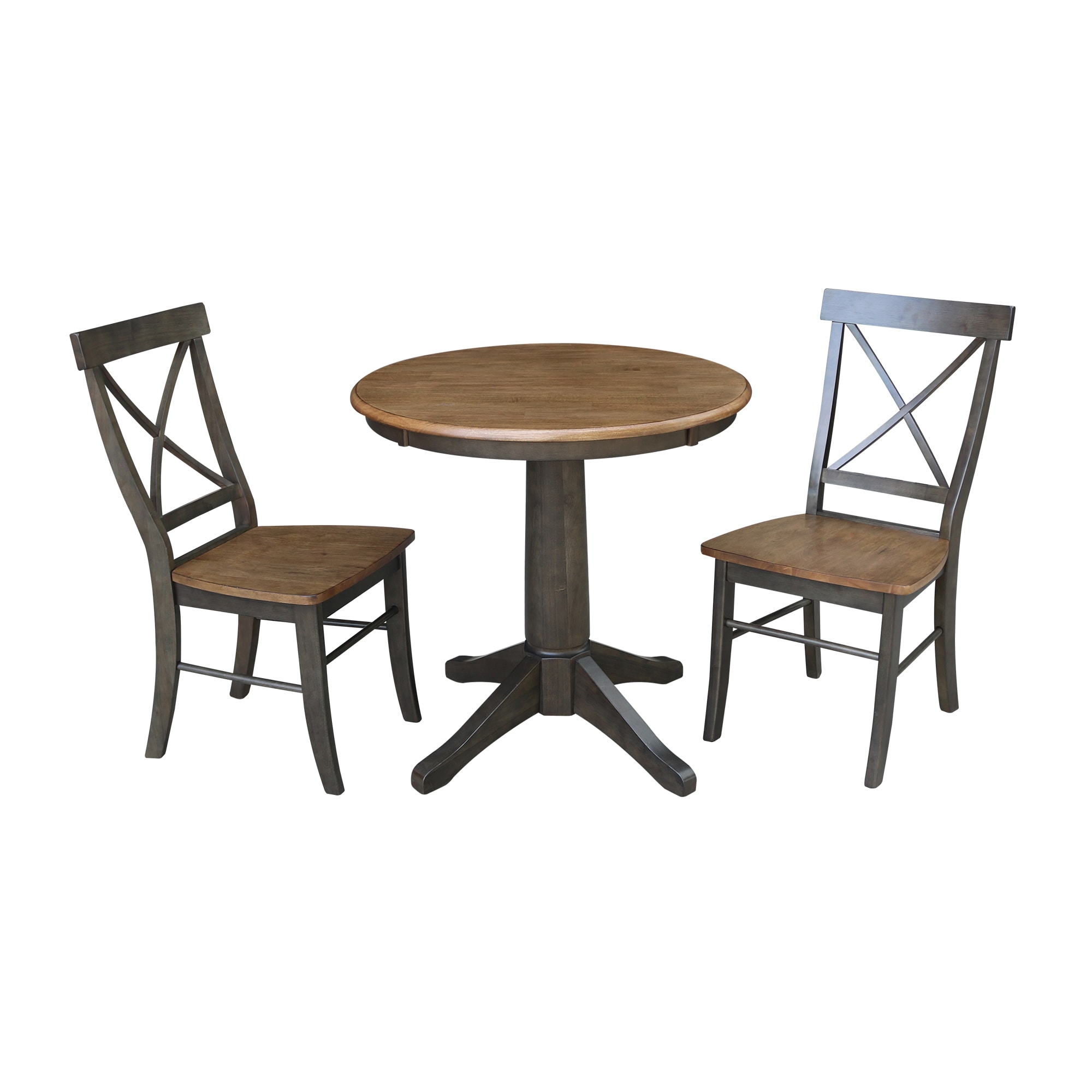 International Concepts K45-30RT-27B-C613-2 Hickory/washed coal Casual Dining Room Set with Round Table ( Seats 2 )