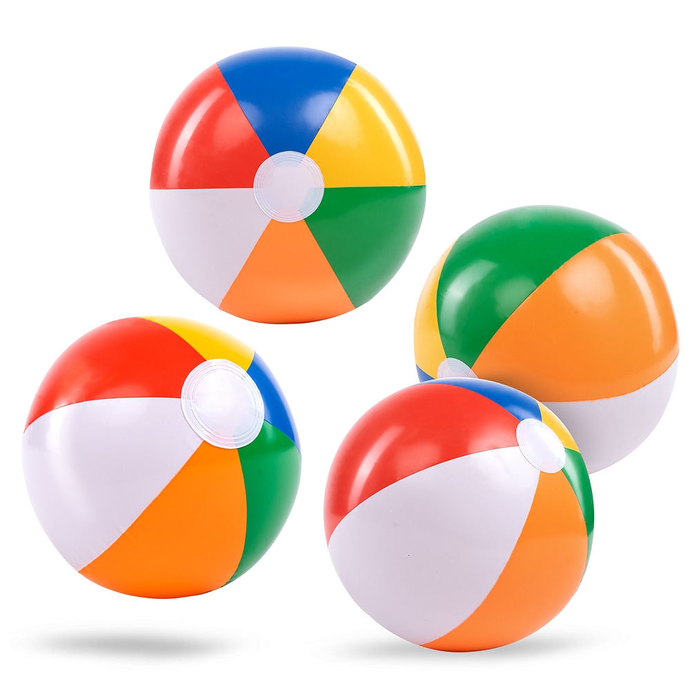 Joyfy 4 Pack 20 inch Beach BallsLarge Rainbow Summer Inflatable Big Beach Balls Rainbow Swimming Pool Water Games Toys for Kids Summer Party Supplies Decorations