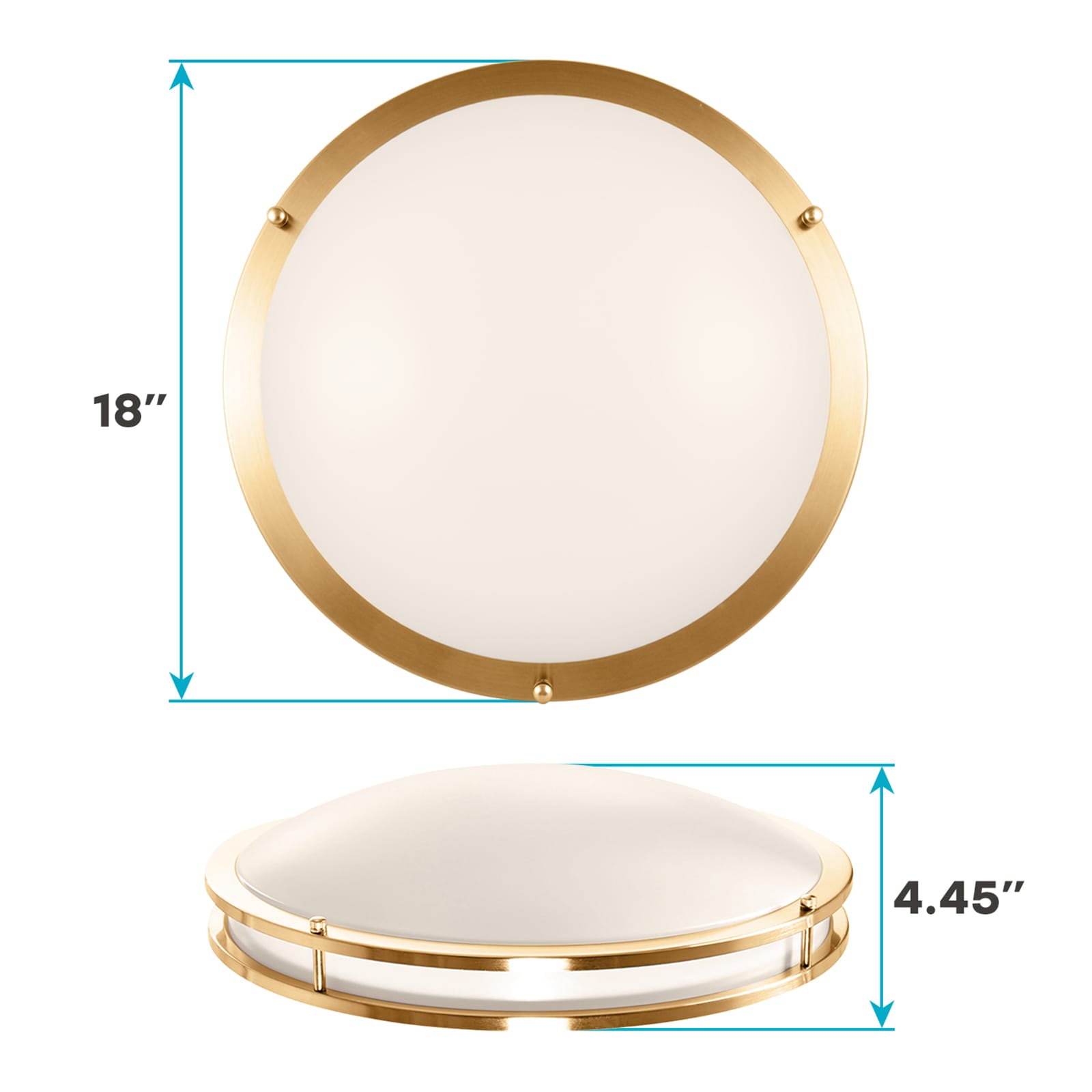 Elegant 18" Brushed Brass LED Ceiling Light with Color Select Feature