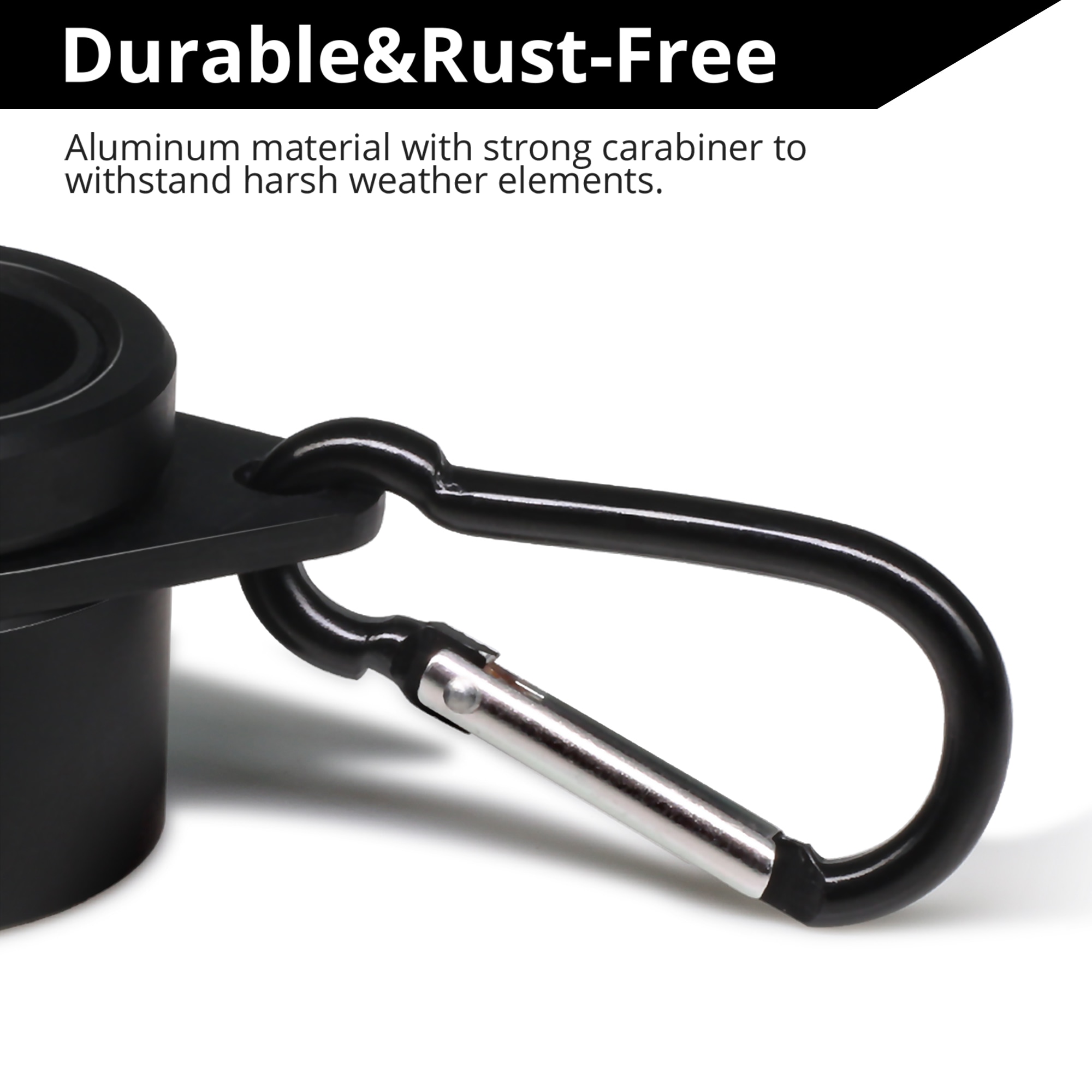 Black Aluminum 360 Degree Rotating Flagpole Rings with Carabiners