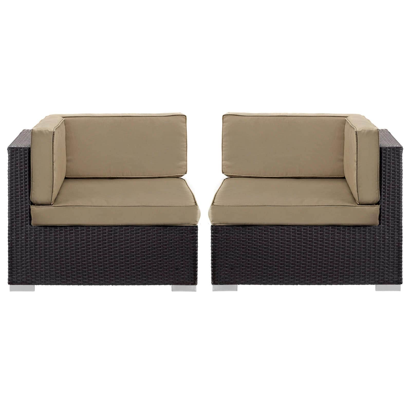 Modway EEI-1691-EXP-MOC  Gather Outdoor Corner Sectional Set of 2 in Espresso Mocha