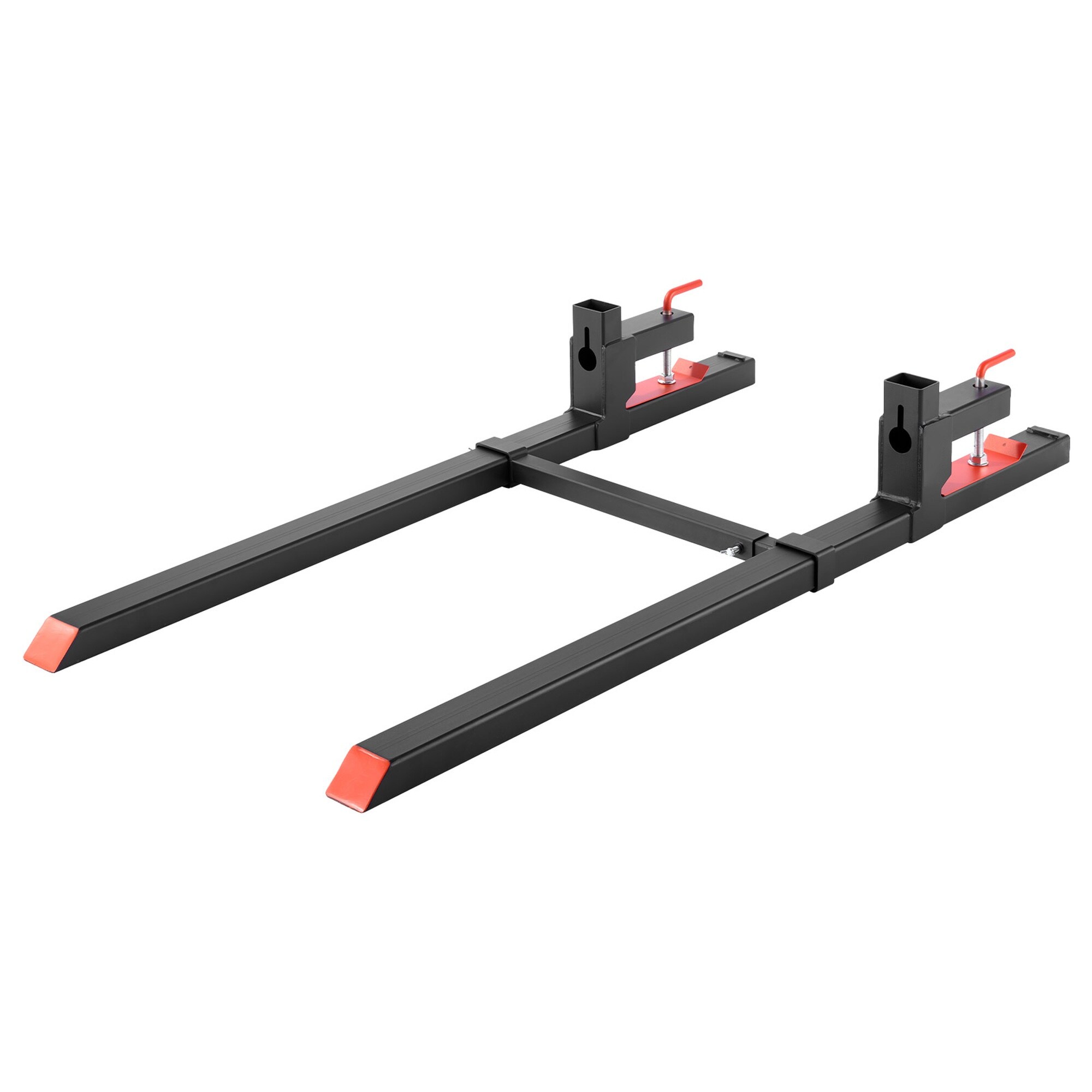 Vorene Clamp On Pallet Forks 2000 lbs Capacity 60 in Heavy Duty Tractor Forks with Adjustable Stabilizer Bar for Loader Bucket Attachments Skid Steer Tractor and Farm Material Handling