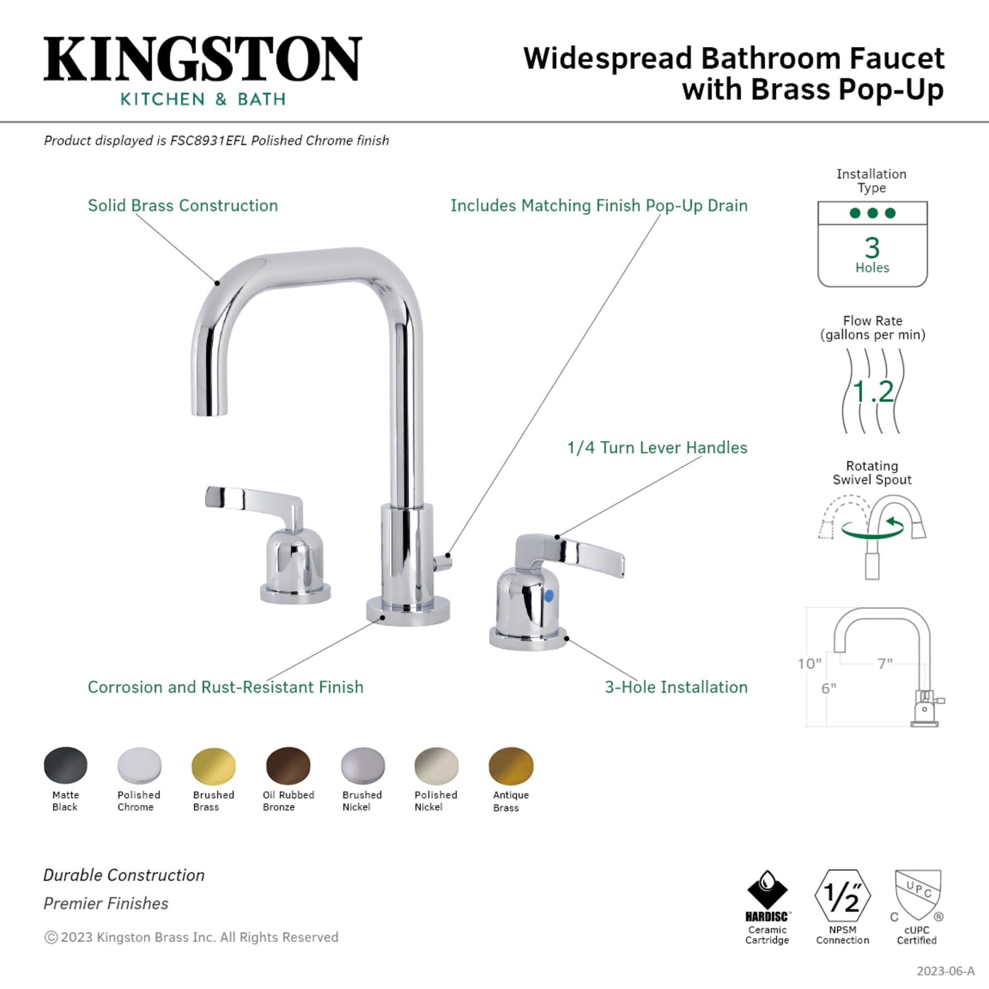 Kingston Brass WLFSC8931EFL Lavatory-Faucets - View #3