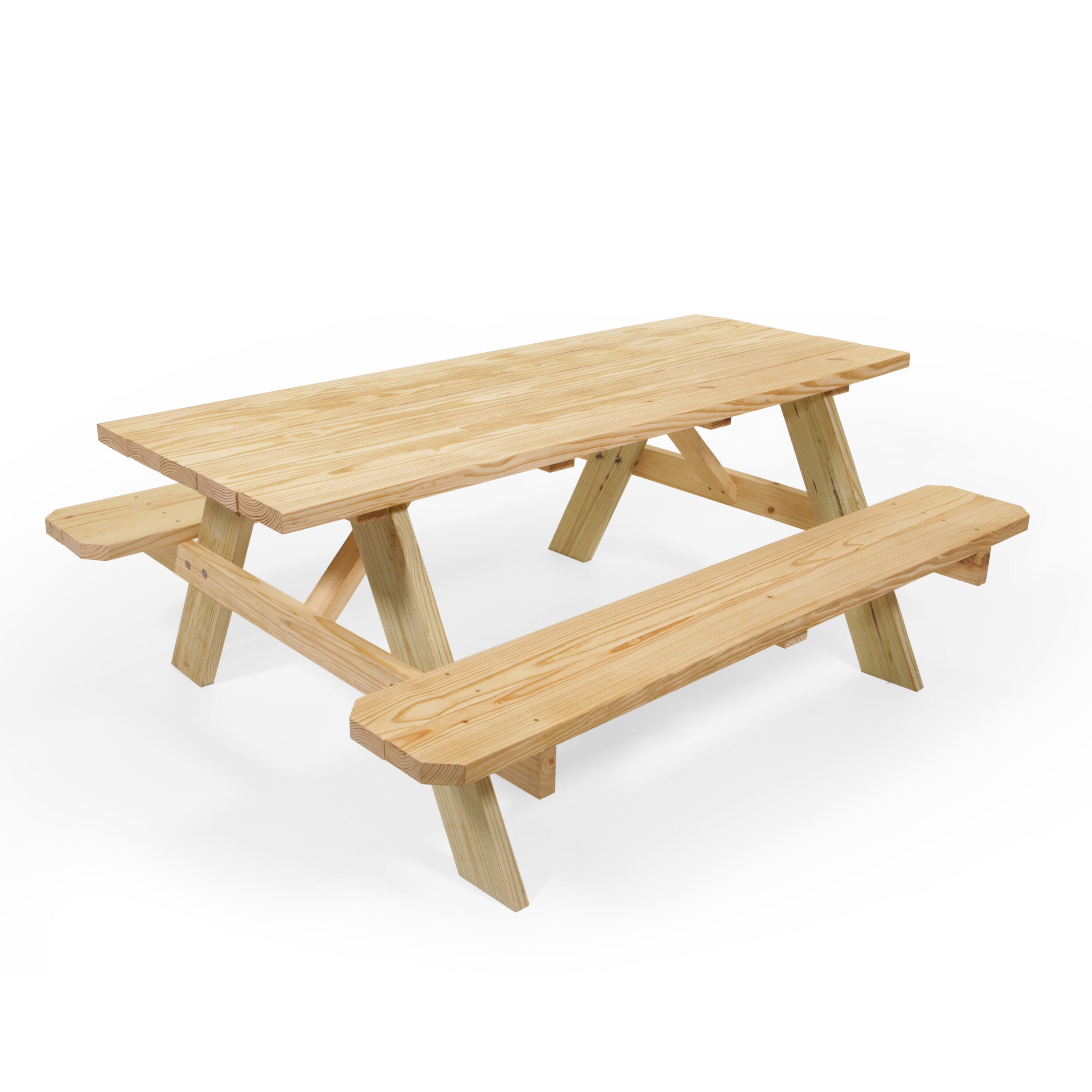 Style Selections 72-in Brown Southern Yellow Pine Rectangle Picnic Table