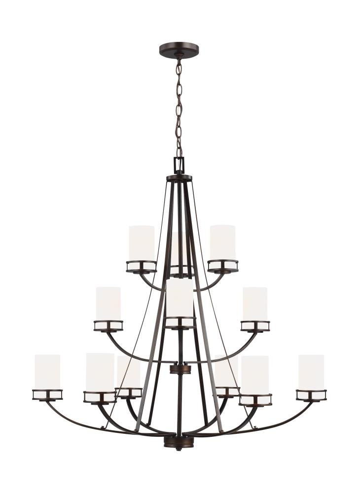 Generation Lighting 3121612EN3-710 Robie 12 -Light Bronze Craftsman For Use in Dining Rooms, Foyers, Kitchens, Chandelier