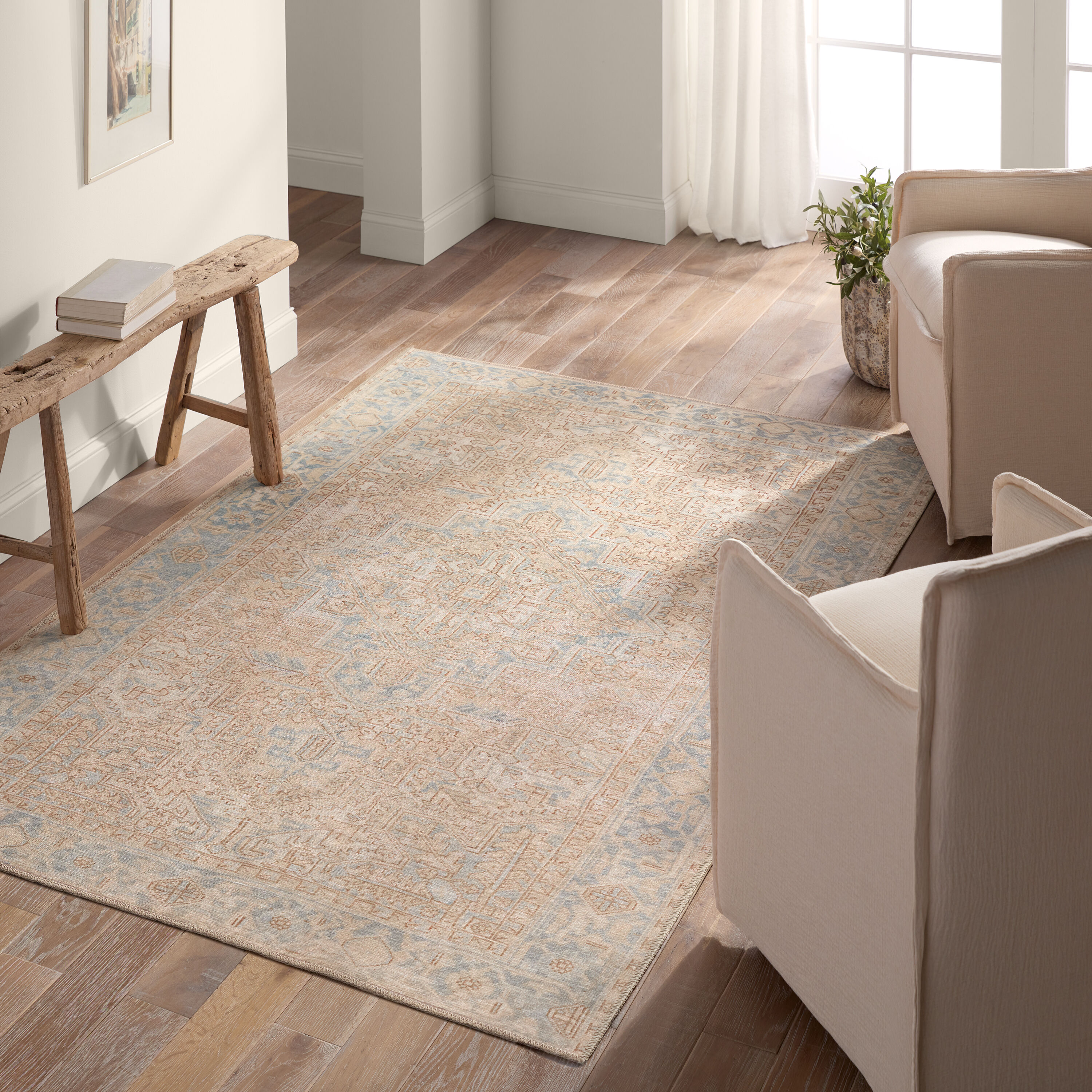 Jaipur Living RUG157874 Garcia 4 x 6 (ft) Loomed Polyester Beige Rectangular Indoor Medallion Vintage Machine washable Area rug