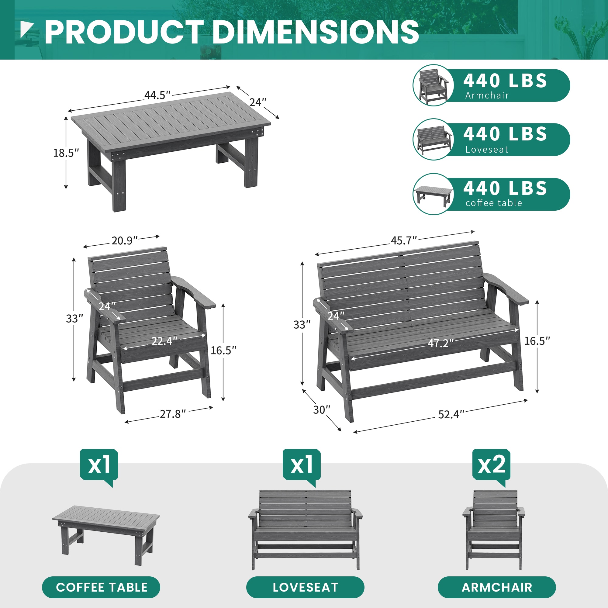 PamaPic HPE-SF-4JT-H-ML1 Patio-Conversation-Sets - View #8