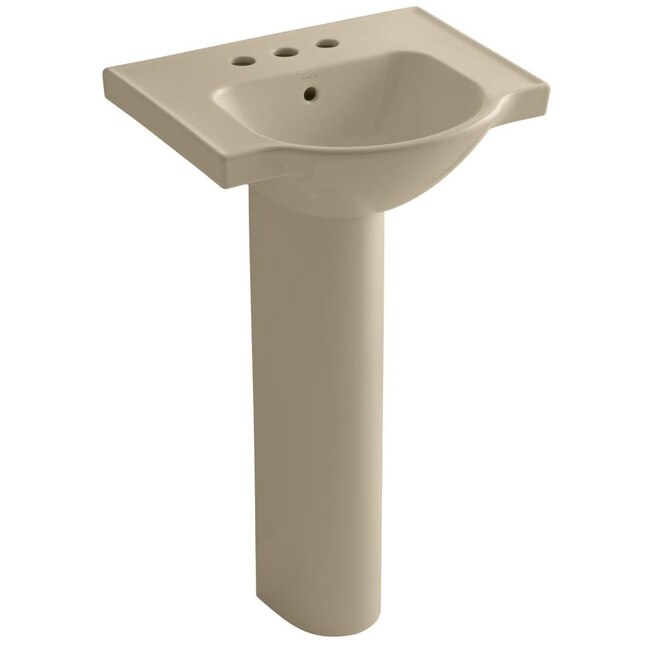 KOHLER Veer Vitreous China Pedestal in Mexican Sand KOHLER Veer Vitreous China Pedestal in Mexican Sand