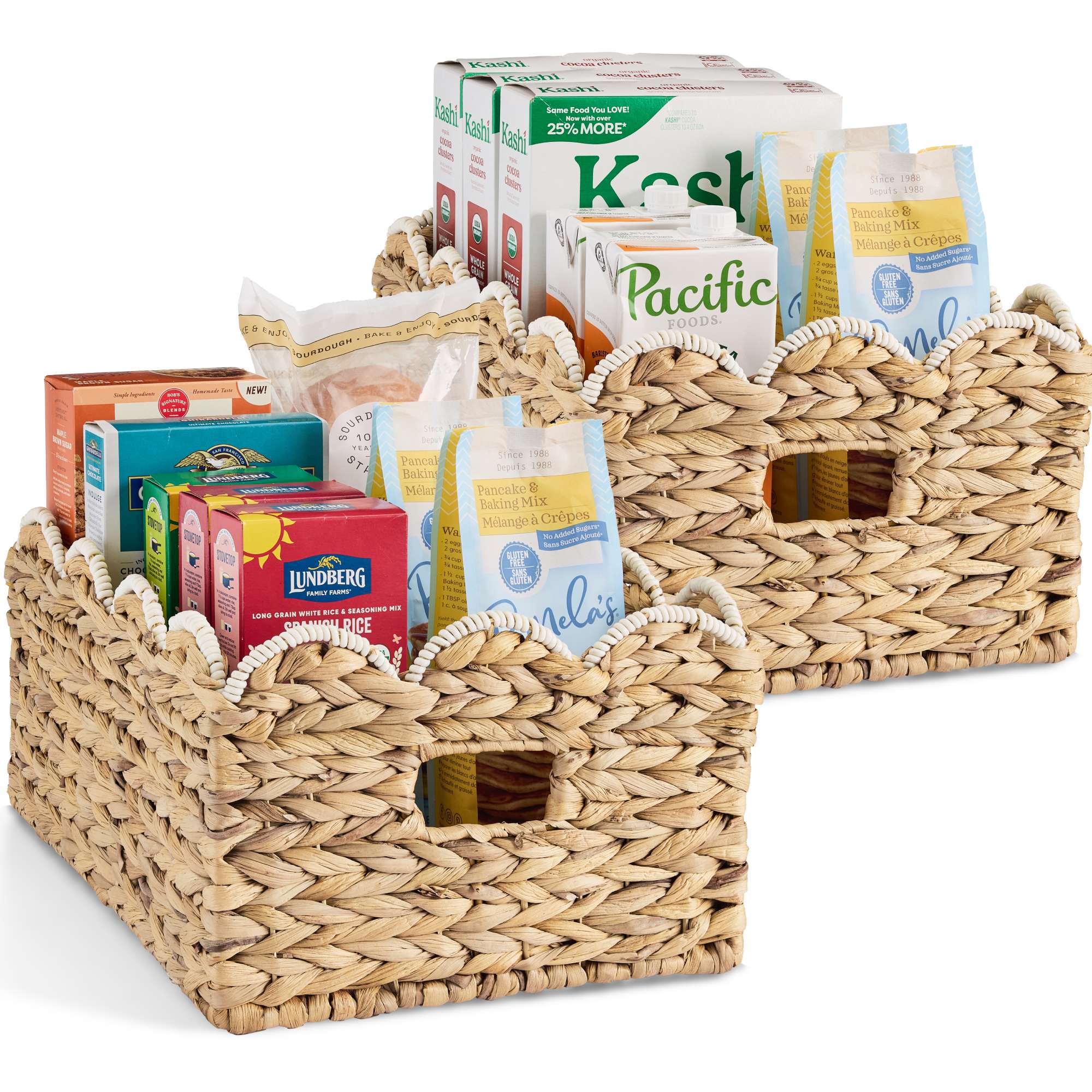 Best Choice Products 16x12 Scalloped Shelf Baskets Woven Storage Bins 2 Pack - Natural with White Trim #SKY10925