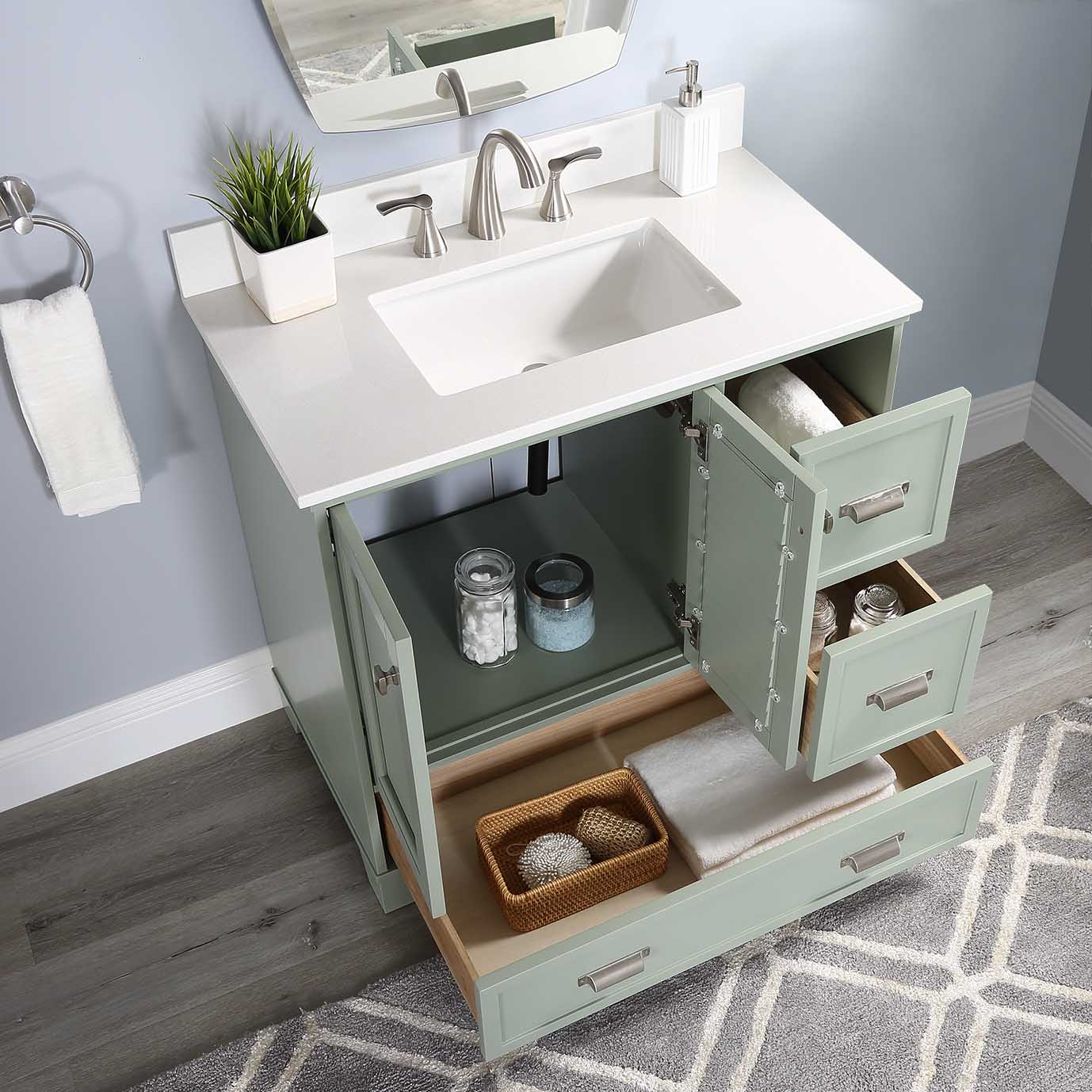 allen + roth Leeland 36-in Sea Green Undermount Single Sink Bathroom ...