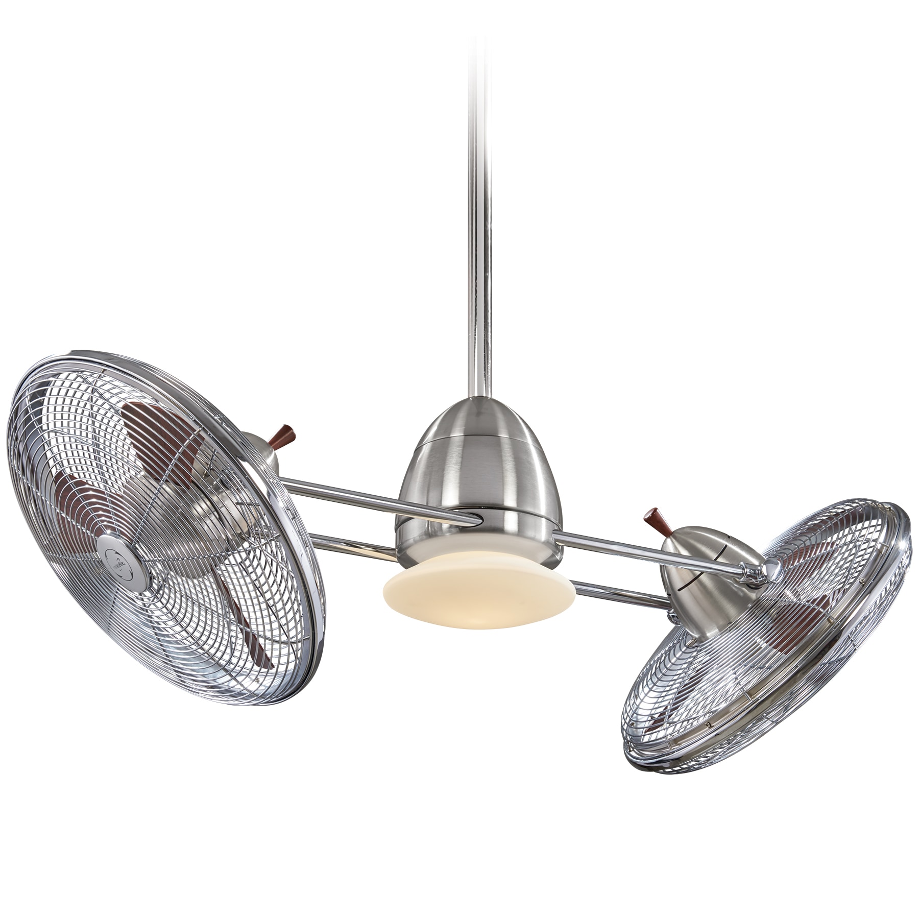 Minka Aire F602L-BN/CH Vintage Gyro 42-in Integrated LED Brushed Nickel and Chrome with Rosewood Blades Ceiling Fan With Light ( 6 -Blade )