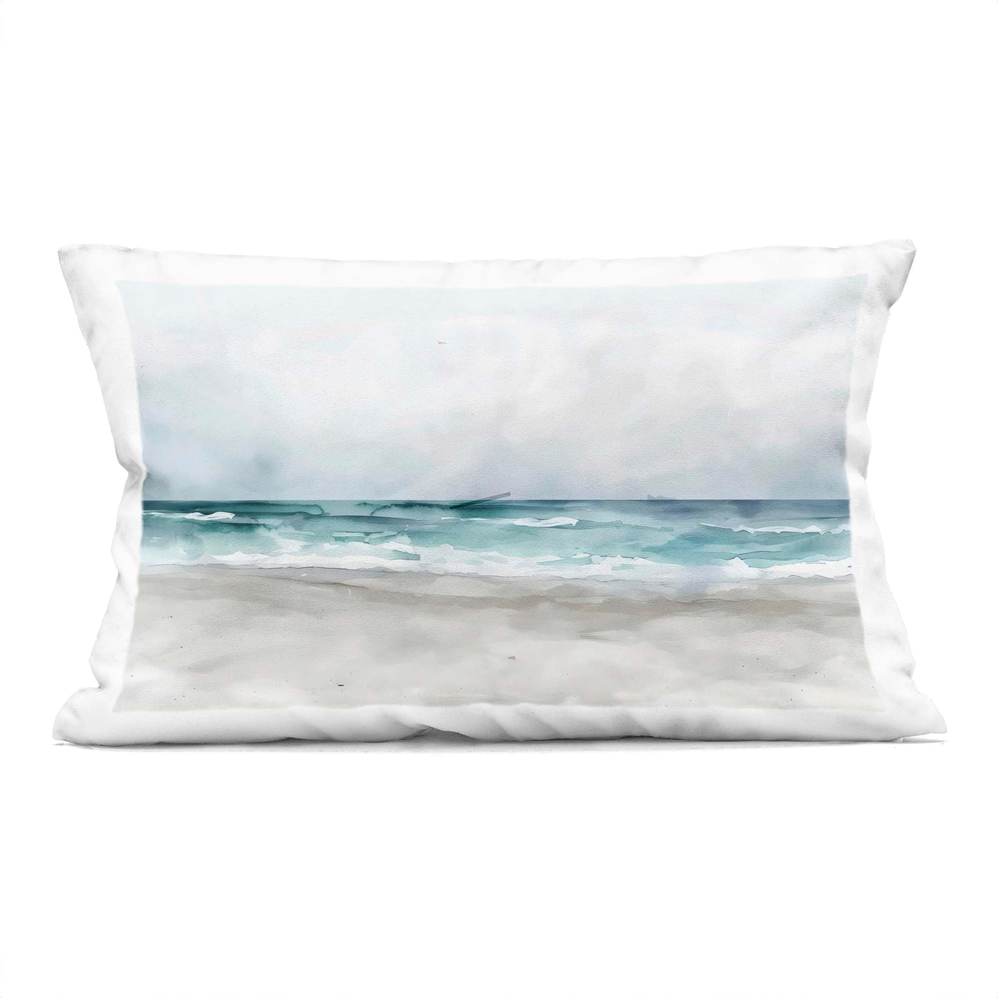 Stupell Industries PLQ-788-RCW-14X20 Abstract Watercolor Aqua Beach Decorative Printed Throw Pillow design by LSR Design Studio 14 x 7 x 20