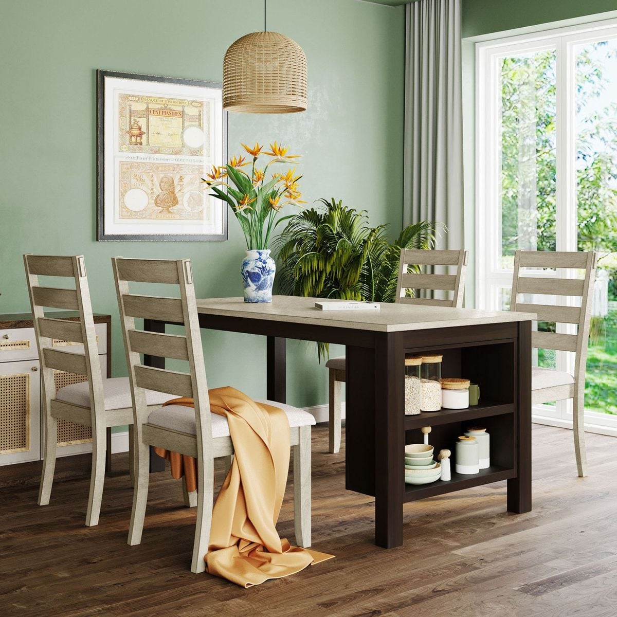 JASMODER SH000217AAA Beige Contemporary/Modern Dining Room Set with Rectangular Table (Seats 4)