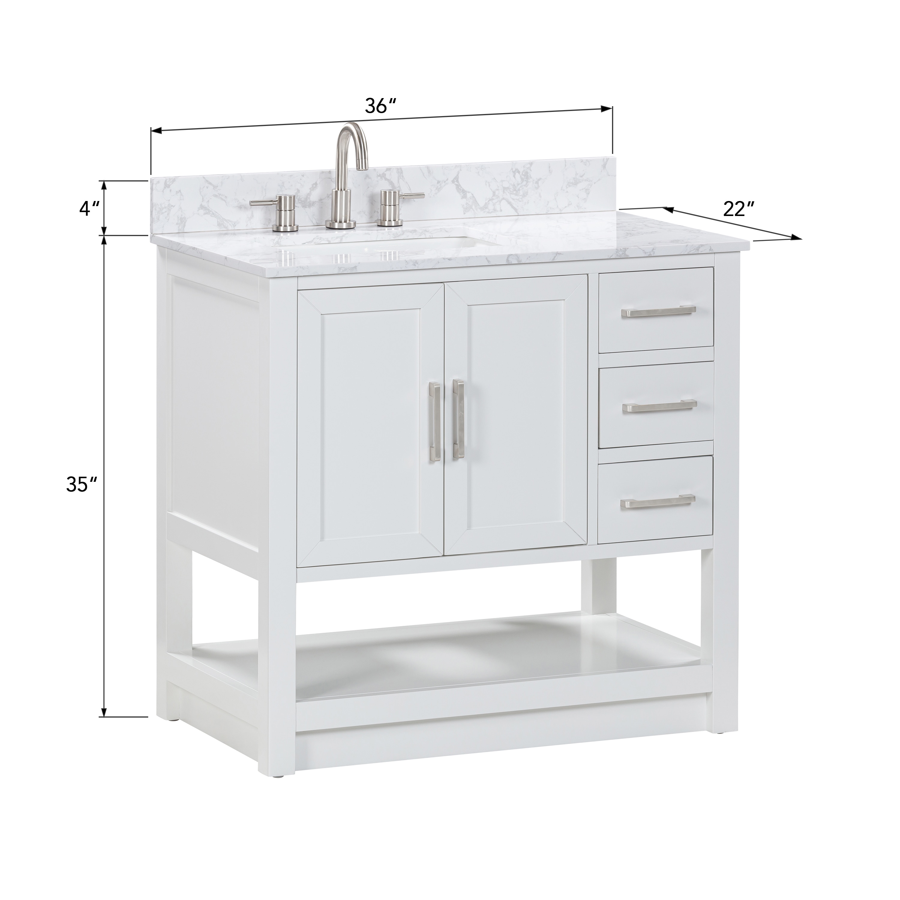 allen + roth Margie 36-in White Undermount Single Sink Bathroom