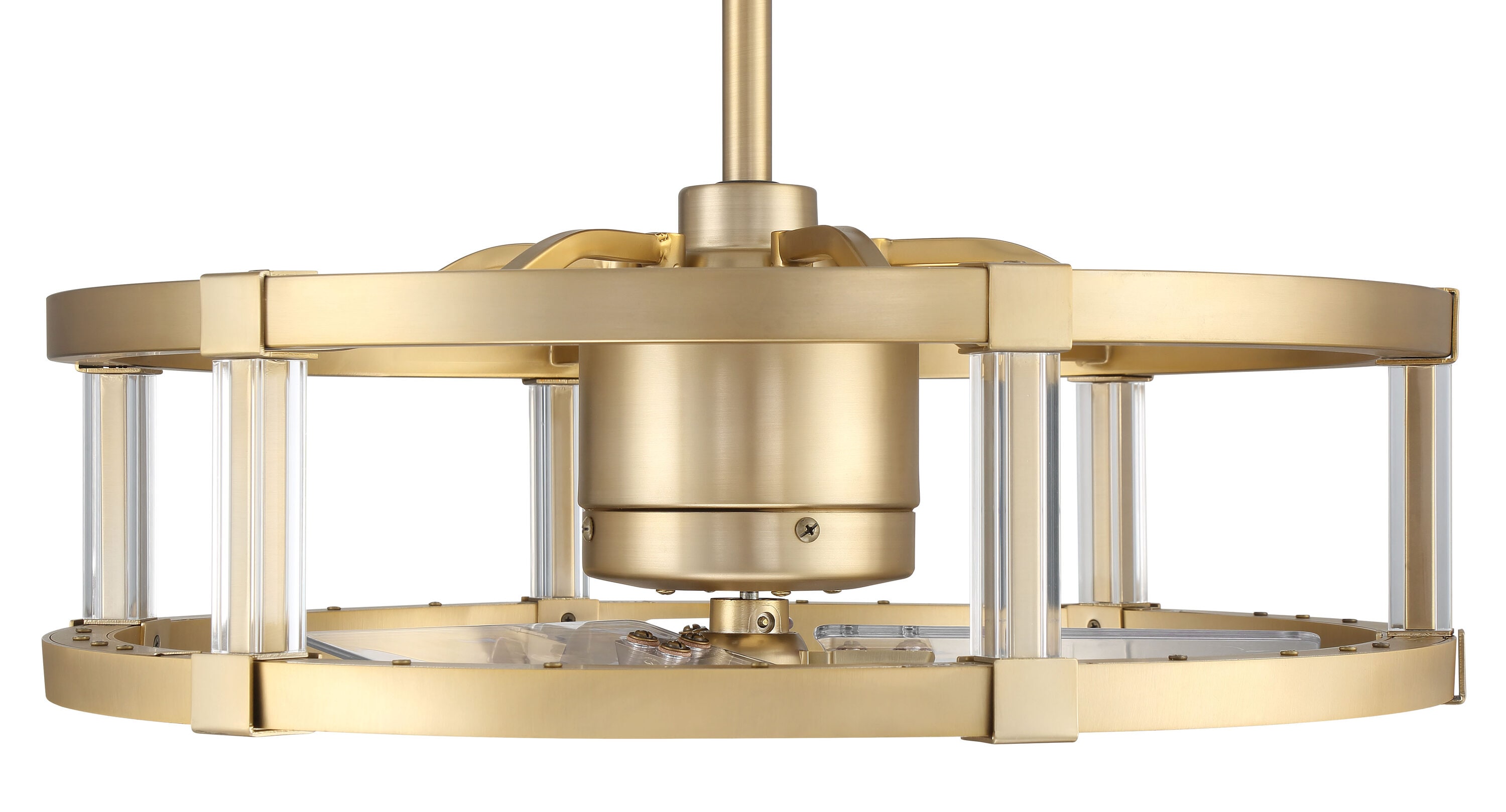 Alexis 18" Satin Brass Ceiling Fan with Clear Acrylic Blades and LED Light