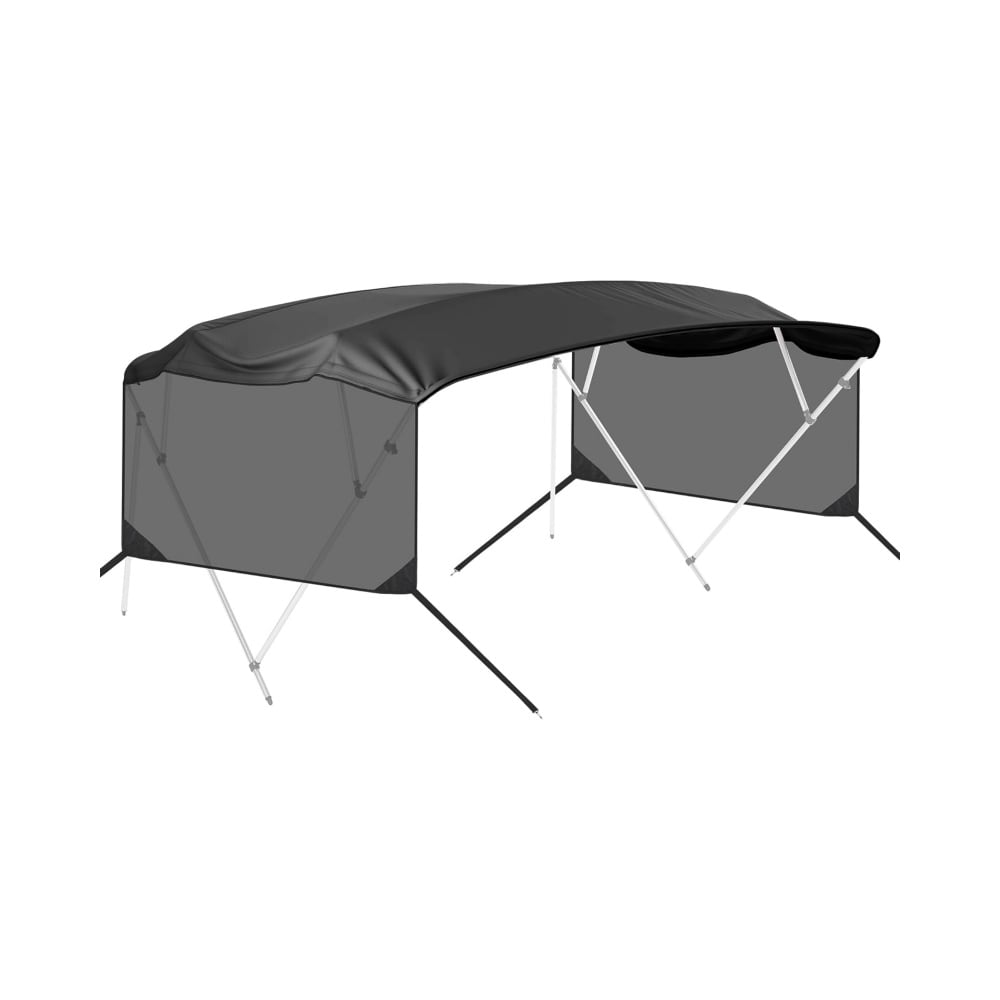 Garvee Universal 4 Bow Boat Bimini Top Replacement Canvas and Detachable Side Curtain with Storage Boot 600D Marine Grade Sun Shade Boat Canopy Cover No Frame No Frame 8ftL x 91in-96in W Black