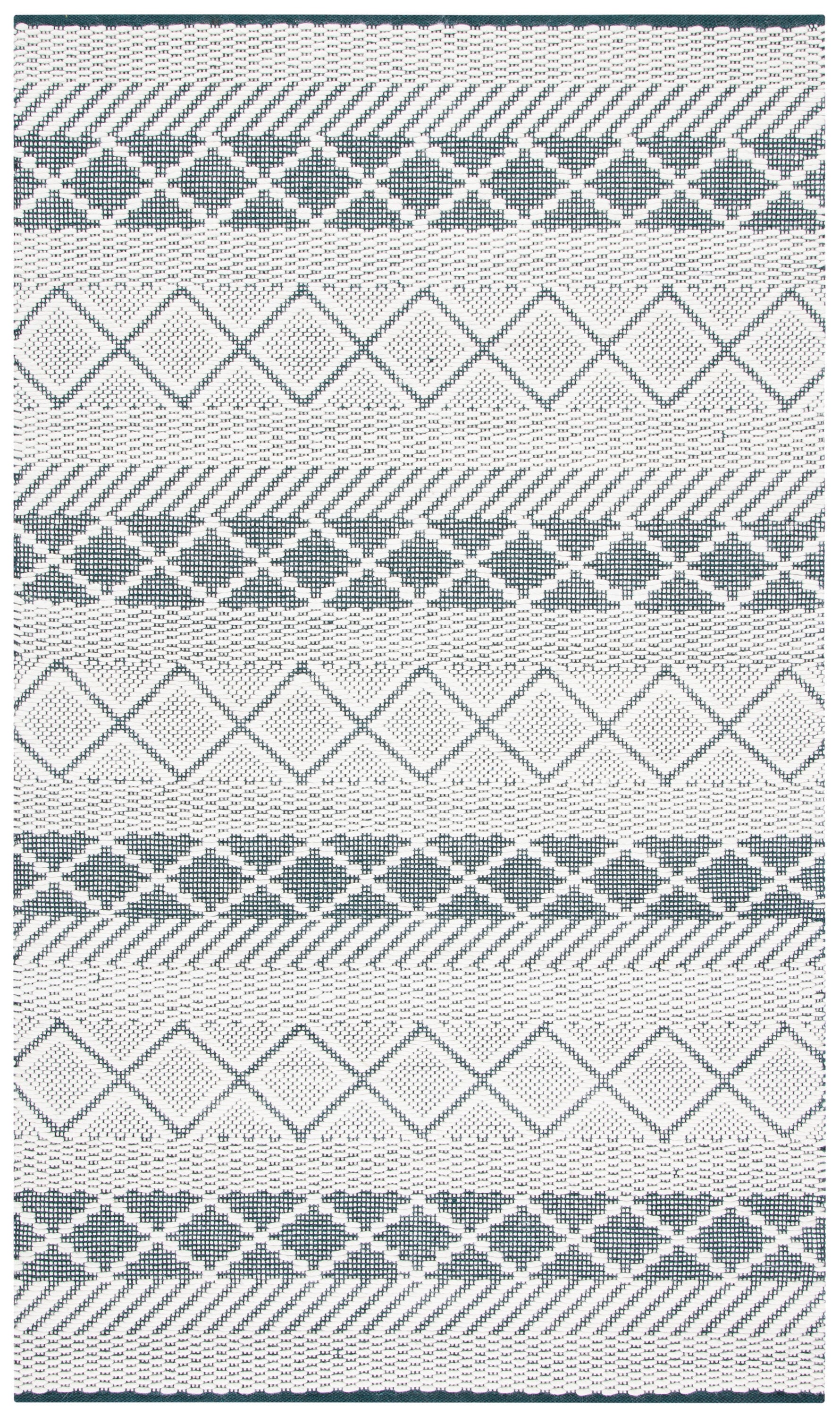 Safavieh NAT854Y-5 Natura Anina 5 x 8 (ft) Wool Ivory/Green Rectangular Indoor Geometric Bohemian/Eclectic Area rug
