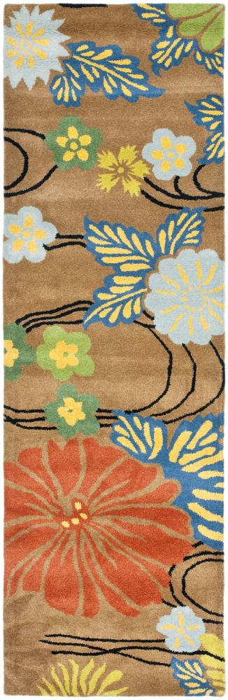 Safavieh SOH738A-28 Soho Ois 2 x 8 (ft) Tufted Wool Brown/Multi Rectangular Indoor Floral/Botanical Farmhouse/Cottage Runner rug