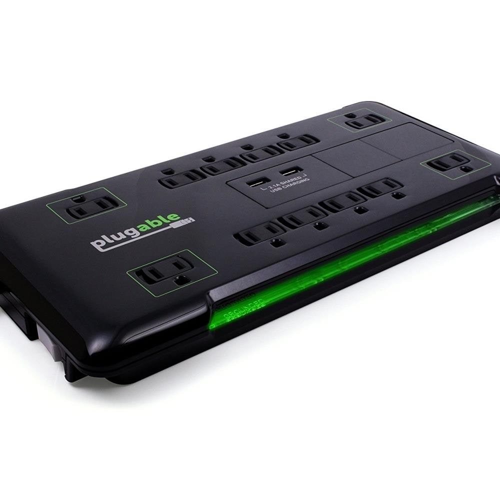  ISTR68871 Plugable Technologies PS12-USB25 12-Outlet Power Strip with 2-Port USB Charger