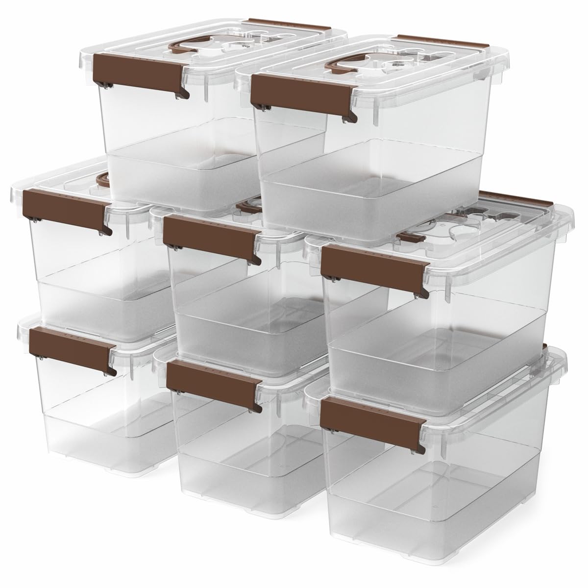 KIWDZFU  8 Pack Plastic Storage Latch Bins 4 Quart Clear Plastic Handle Boxes with Lids and Handles for Multi Purpose Organization