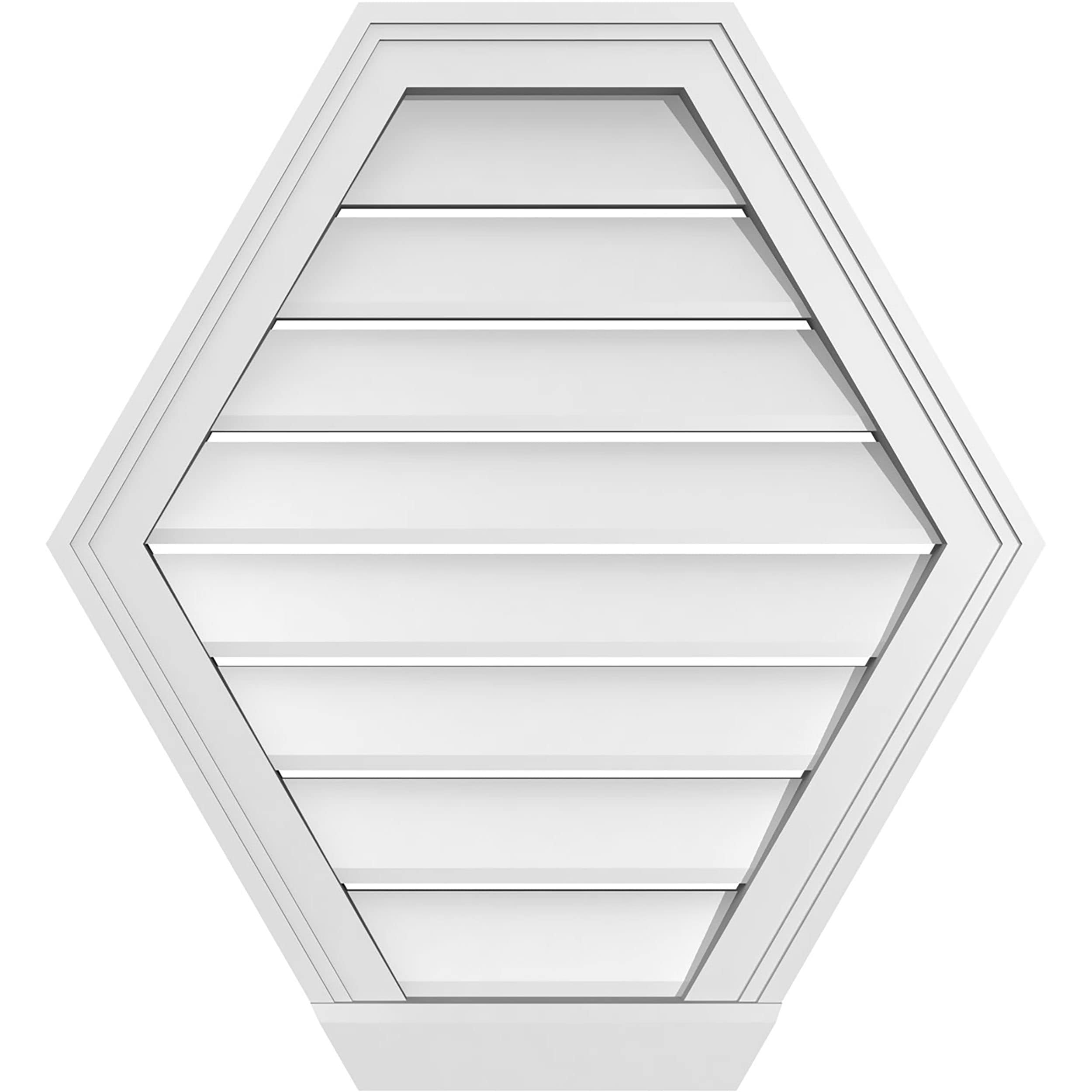 Ekena Millwork GVPHP24X2603SF 24-Inches x 26-Inches Off-white Peaked PVC Gable Louver Vent
