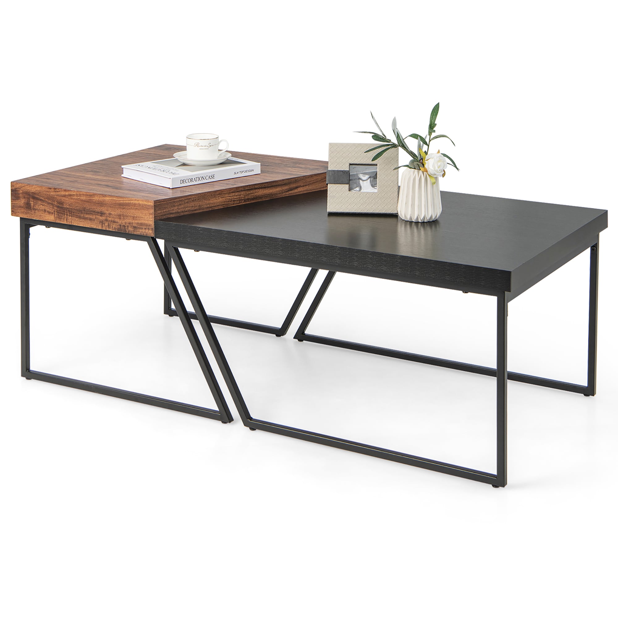 Goplus LWS00313 Brown MDF Modern Coffee Table