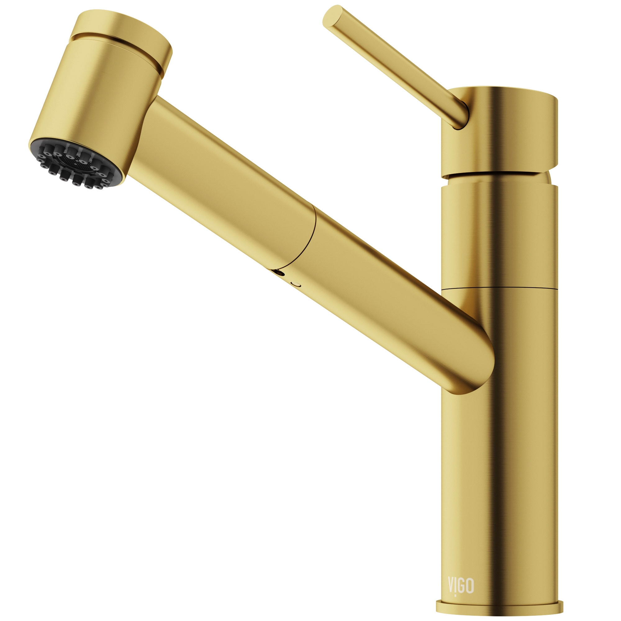 VIGO VG02021MG Branson Matte Brushed Gold Single Handle Deck-mount Pull-out Kitchen Faucet with Sprayer