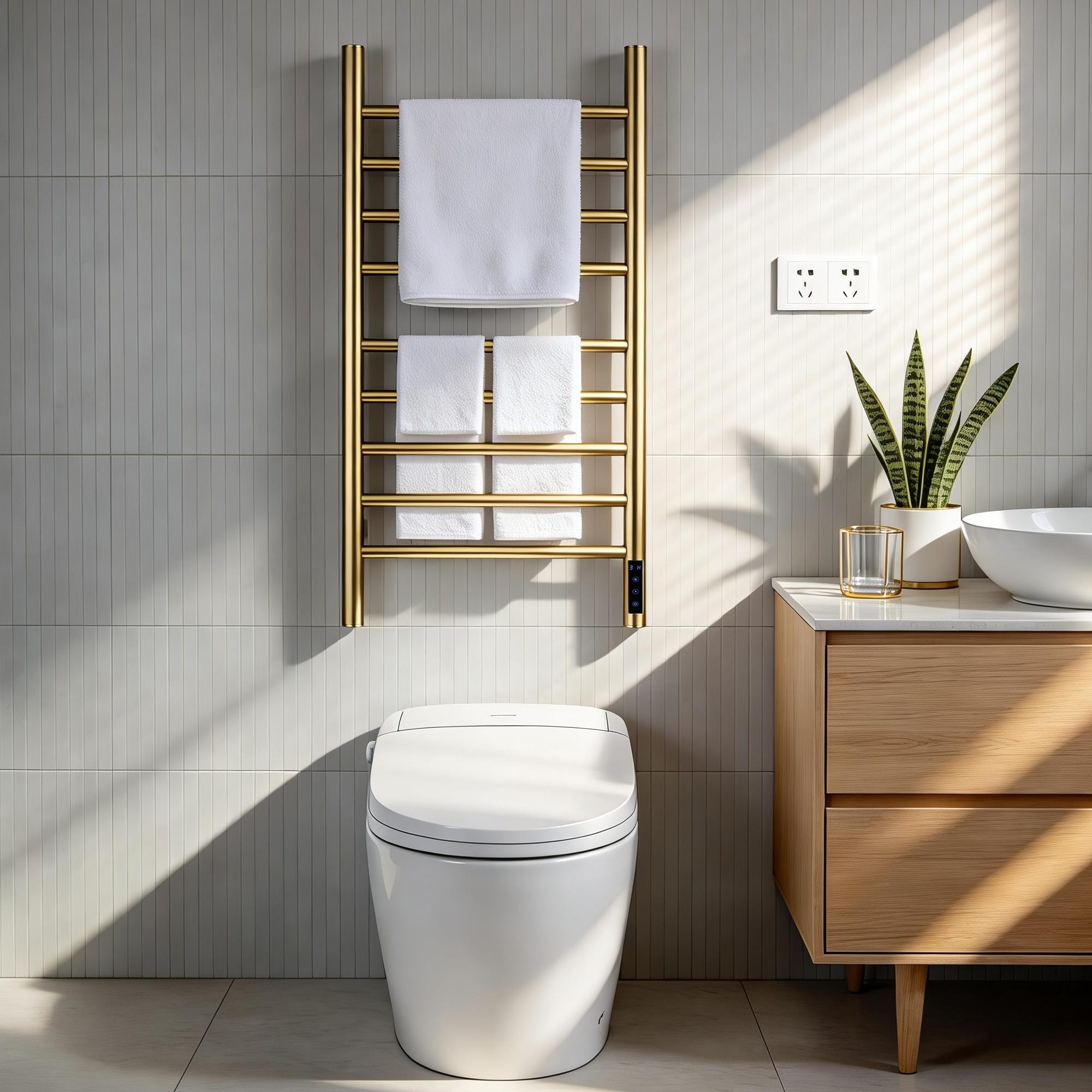 Trivework 9 Bar Wall Mounted Electric Towel Warmer with Temperature Display