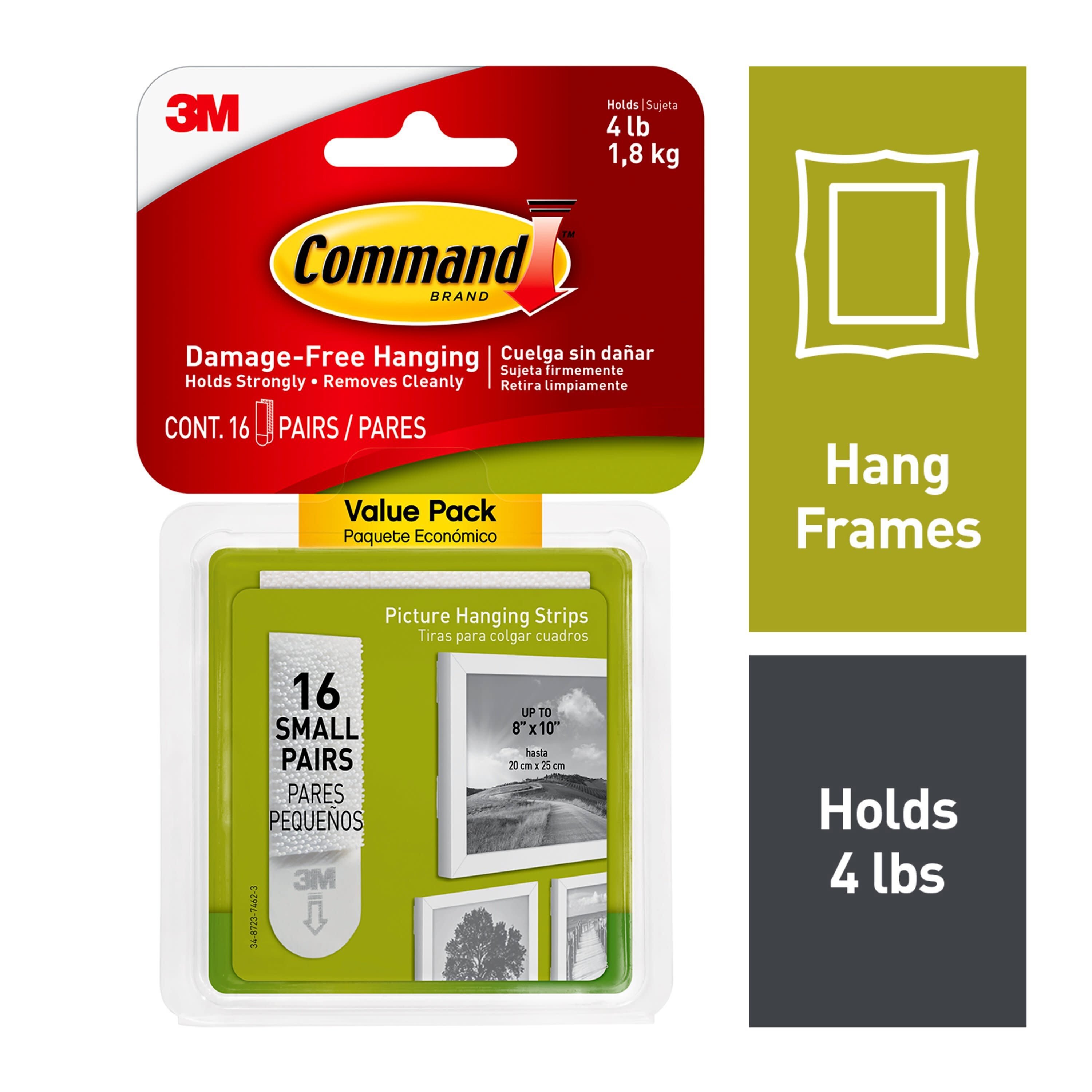 Poster Strips, White, Damage Free Decorating, 136 Command Strips