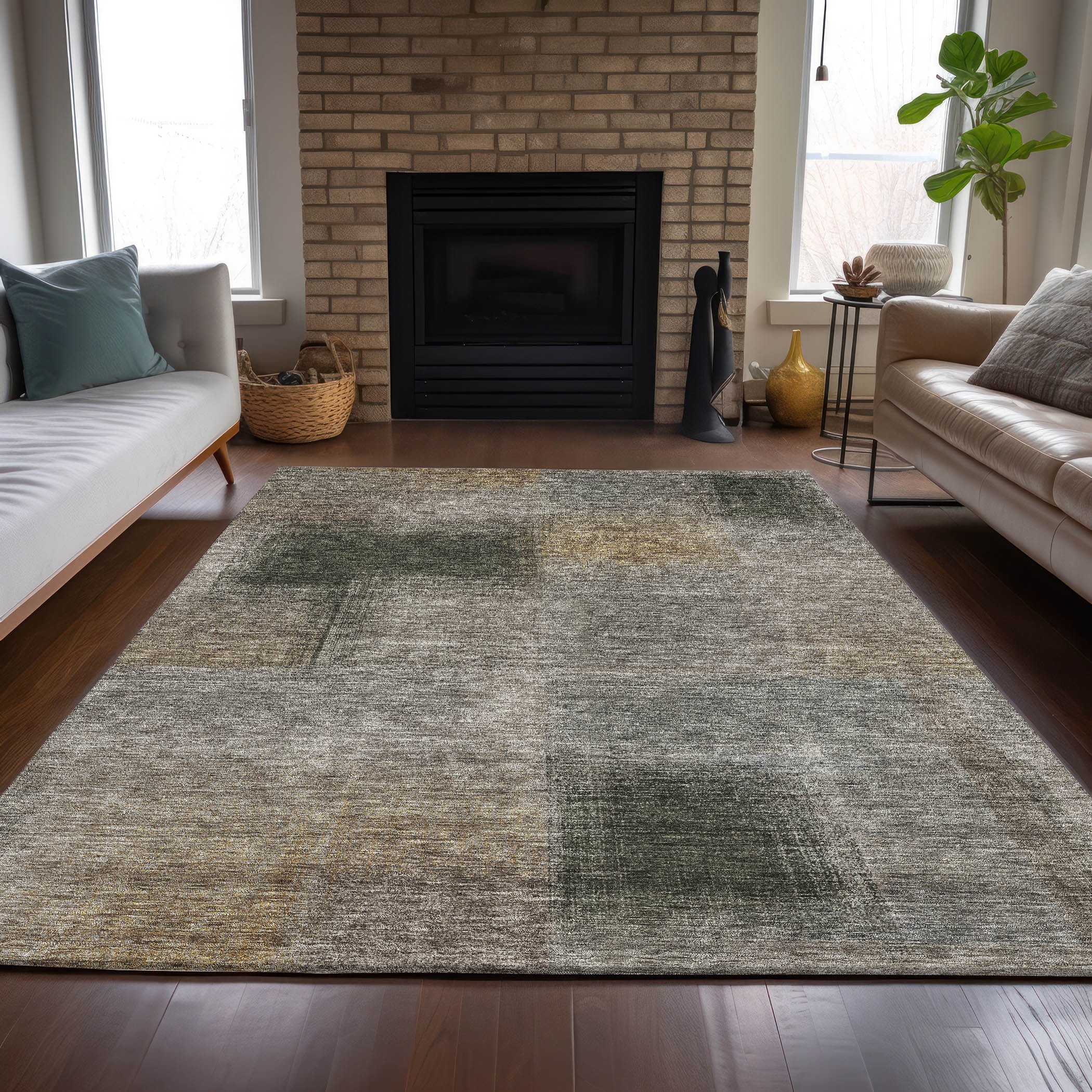 Addison Rugs ACN742TP3X5 Chantille ACN742TP 3 x 5 (ft) Polyester Taupe Rectangular Indoor/Outdoor Geometric Machine washable Area rug