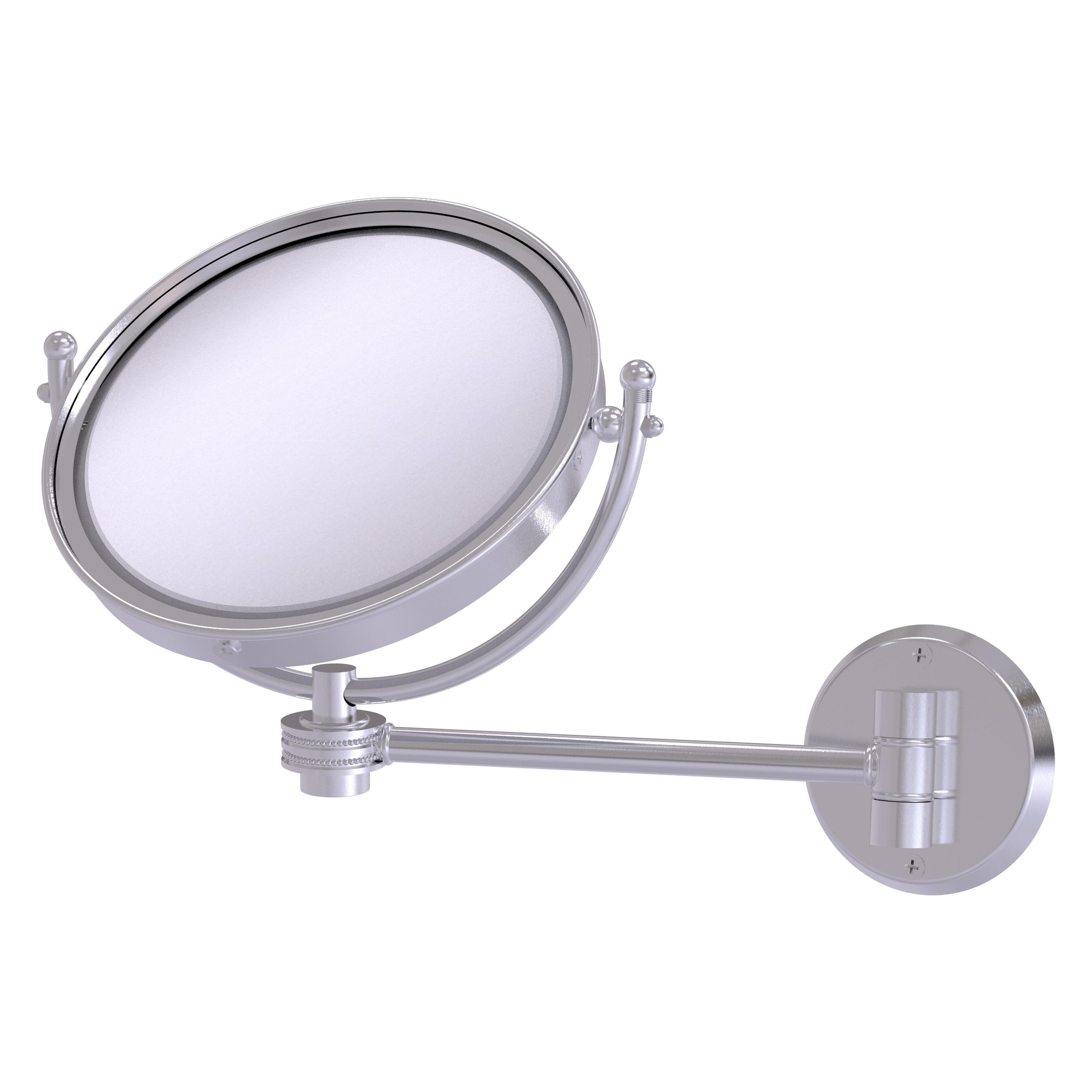 8-in x 10-in Satin Chrome Double-sided 5X Magnifying Wall-mounted Vanity Mirror | - Allied Brass WM-5D/5X-SCH