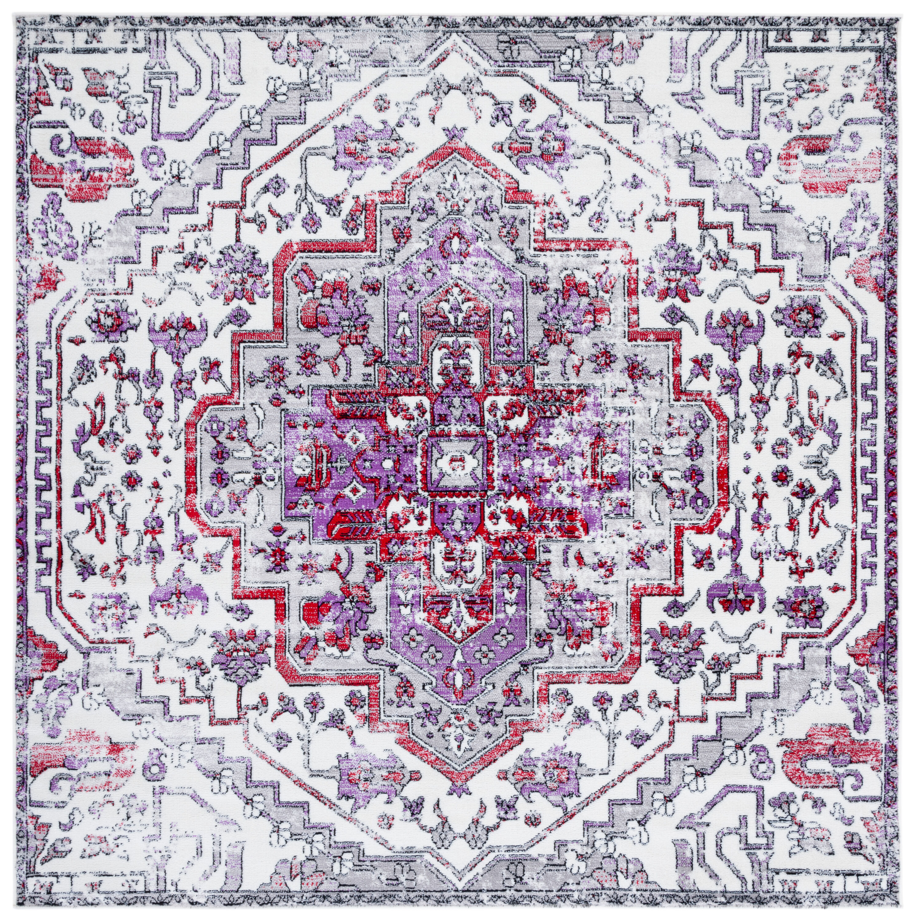 Skyler 111V Ivory/Purple 7 X 7 Area Rug