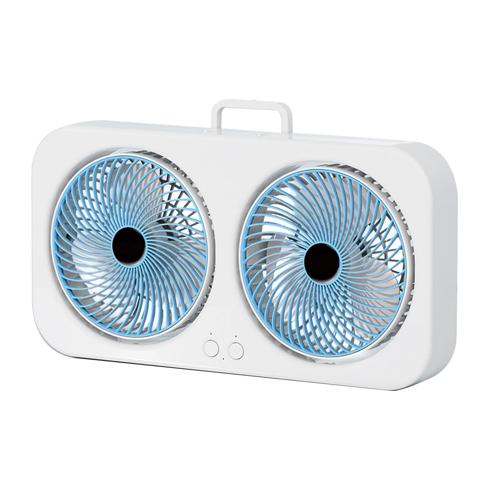 HyperDrop Cart 8.3-in W x 15.7-in H Blue ABS Tabletop Dual Fan USB Rechargeable Silent Circulation Fan with Brushless Motor