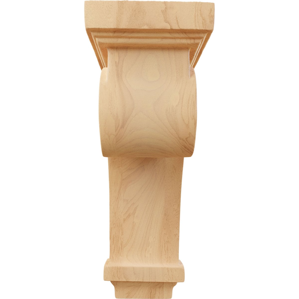 Hand-Carved Red Oak Scroll Corbel 9" x 5" x 3.25"