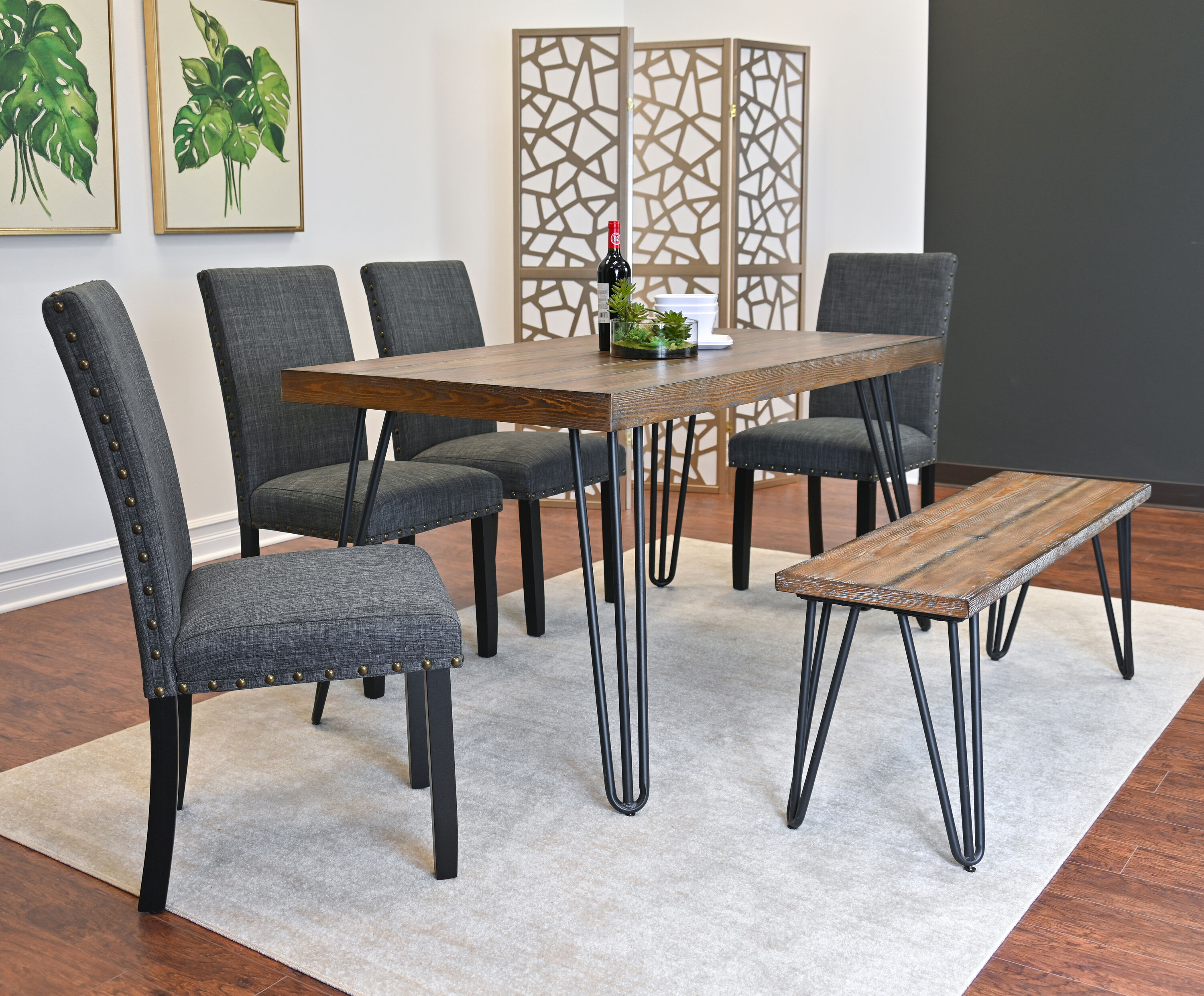 Siavonce XHS00133 Brown Contemporary/Modern Dining Room Set with Rectangular Table ( Seats 6 )