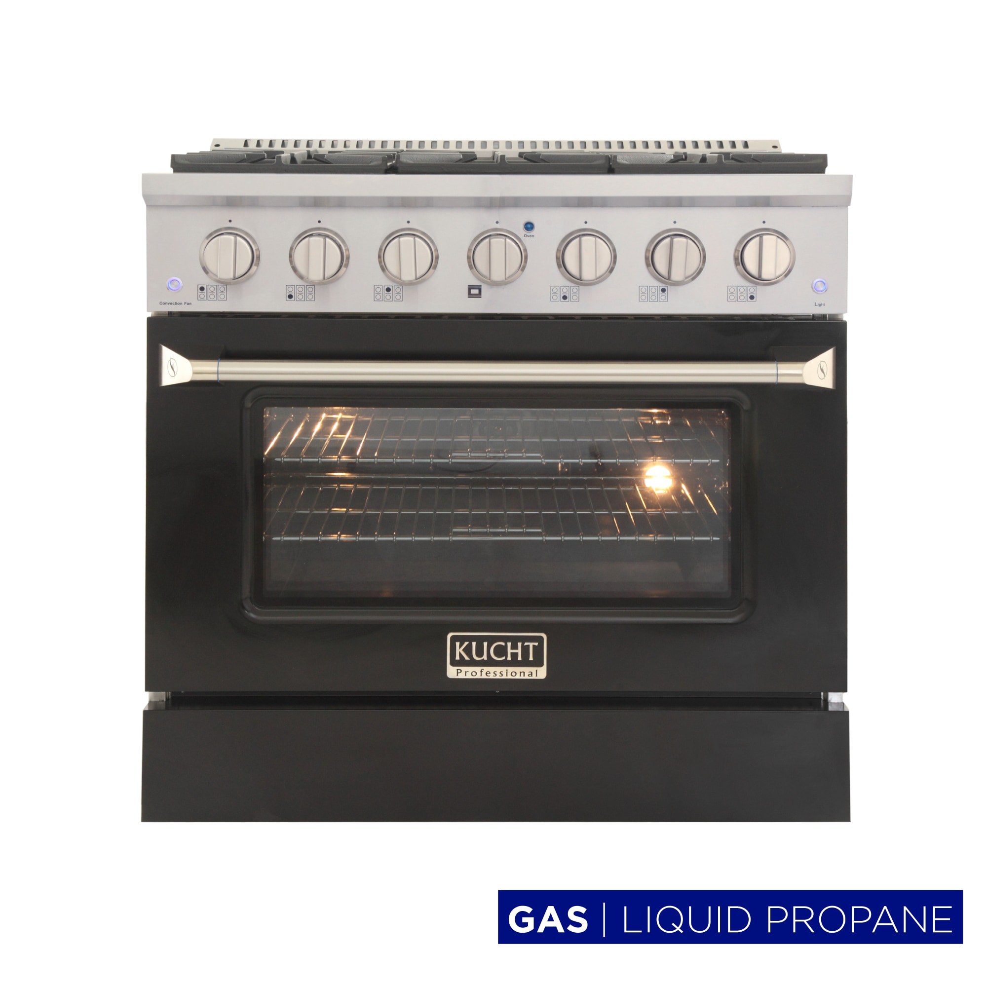 Kucht KNG361/LP-K Professional KNG 36-in 6 burners 5.2-cu ft Convection Oven Freestanding Liquid Propane Gas Range ( Black )