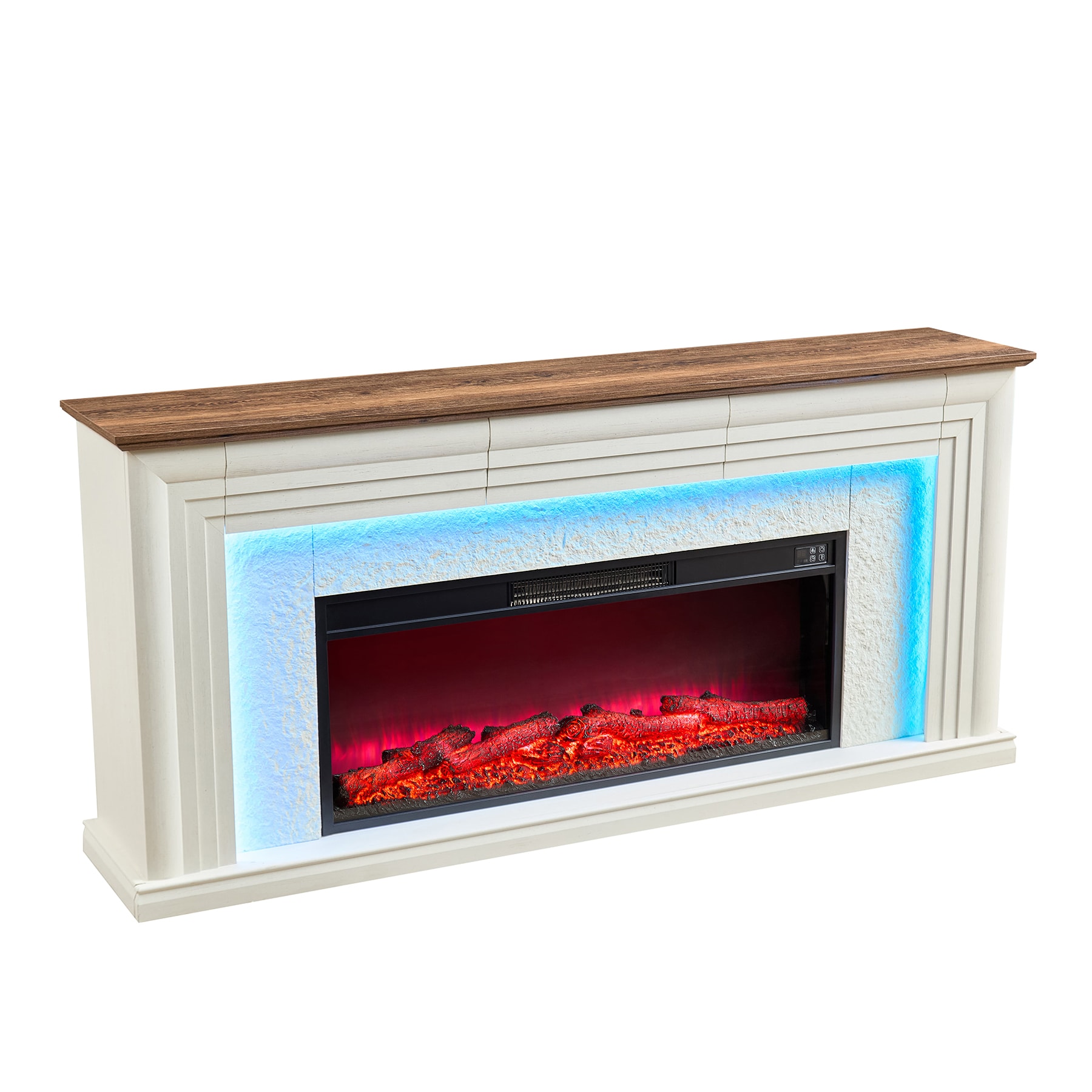 SINOFURN 70.1-in W White Assembly Required TV Stand with Fan-forced Corner or Flat Wall Electric Fireplace with Remote Control Included