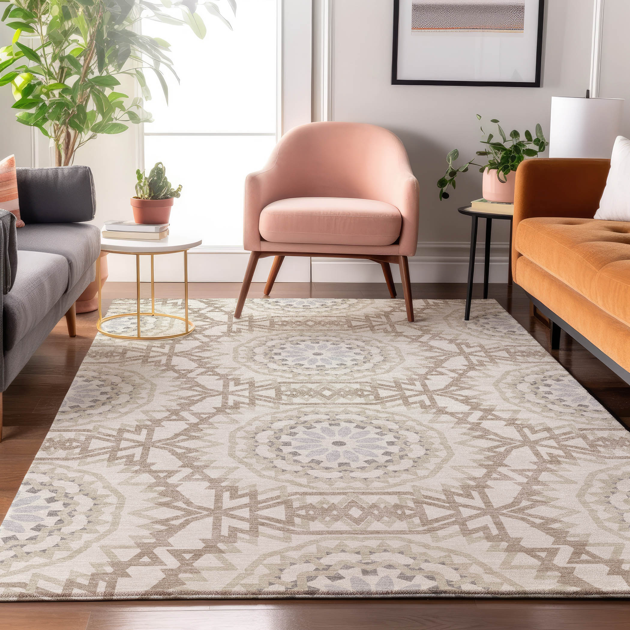 Addison Rugs AMF619IV9X12 Mayfield AMF619IV 9 x 12 (ft) Loomed Polyester Ivory Rectangular Indoor Geometric Machine washable Area rug