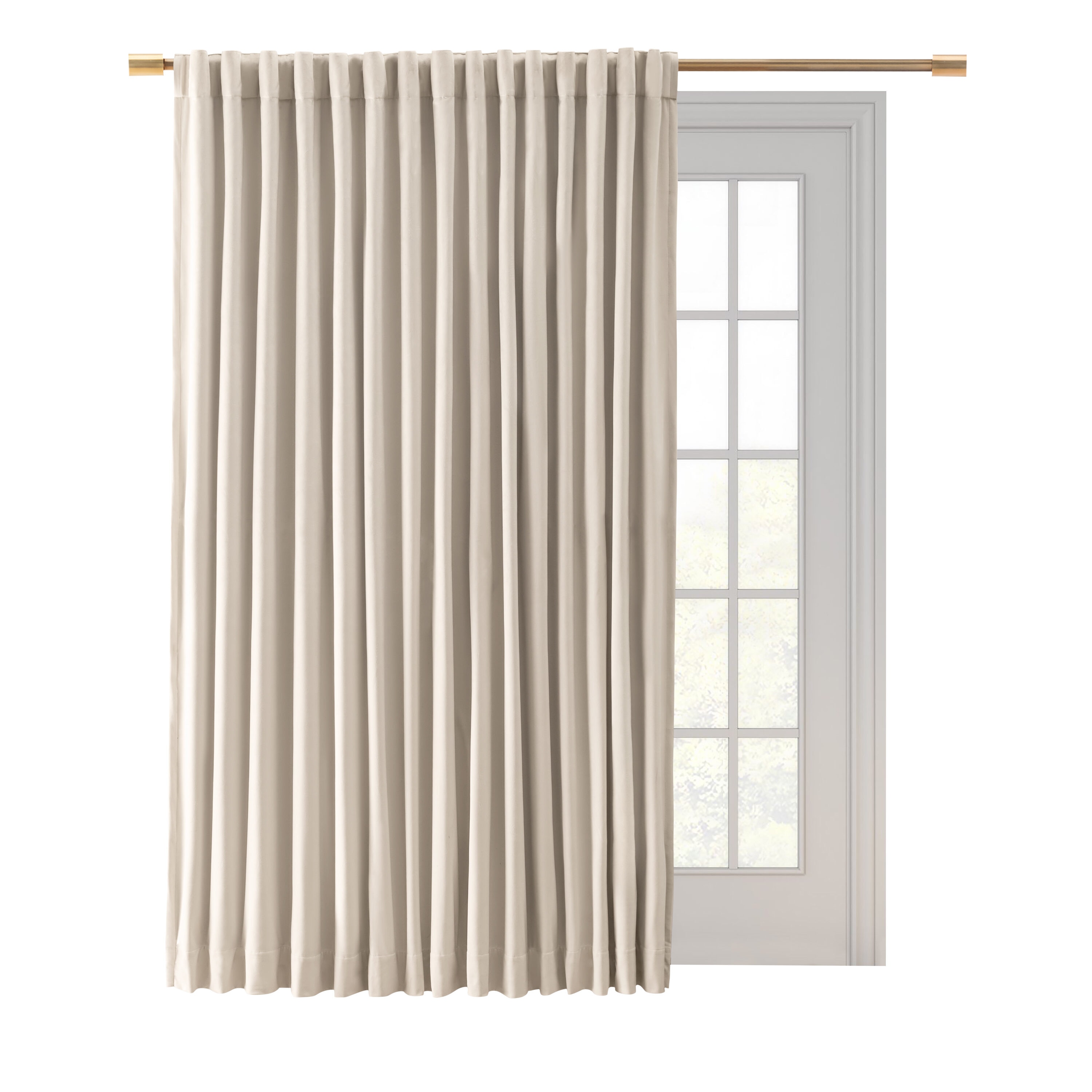 Ricardo Trading 02585-70-484-01 84-in Bone Blackout Standard lined Back tab Single curtain panel
