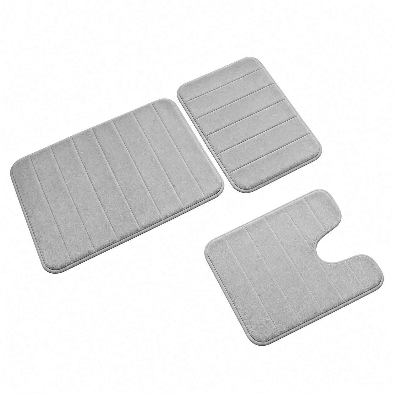 WZK 3 Piece Memory Foam Bath Mat Set Super Soft Absorbent Non Slip Quick Dry Machine Washable Home Decor