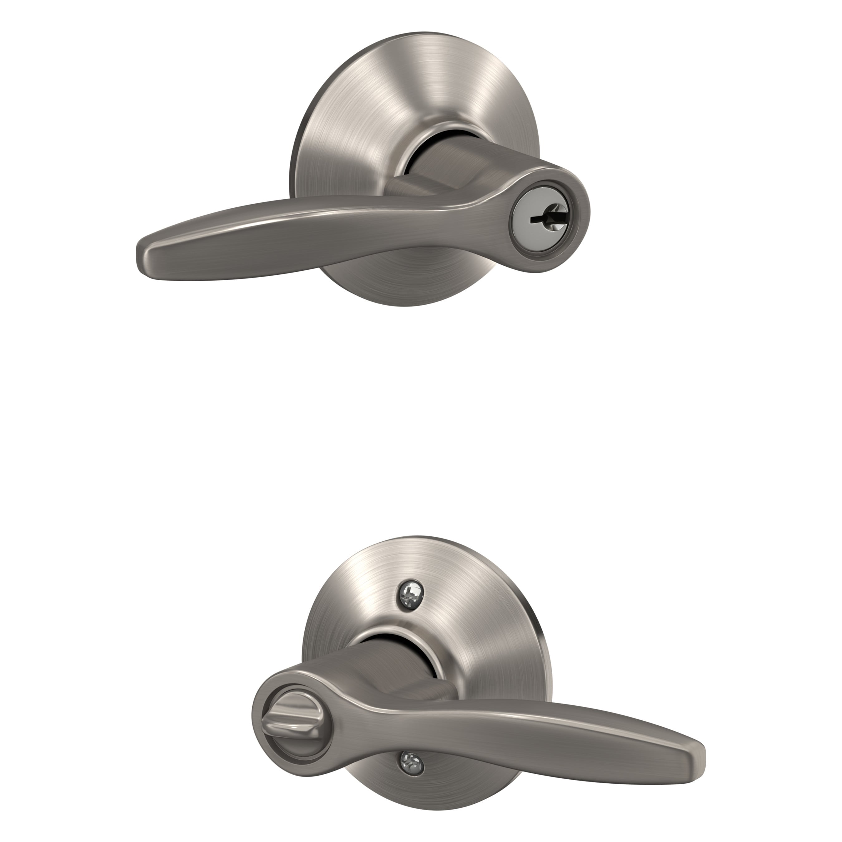 Schlage F51A DEL 619 Delfayo Satin Nickel Exterior Keyed Entry Door Handle