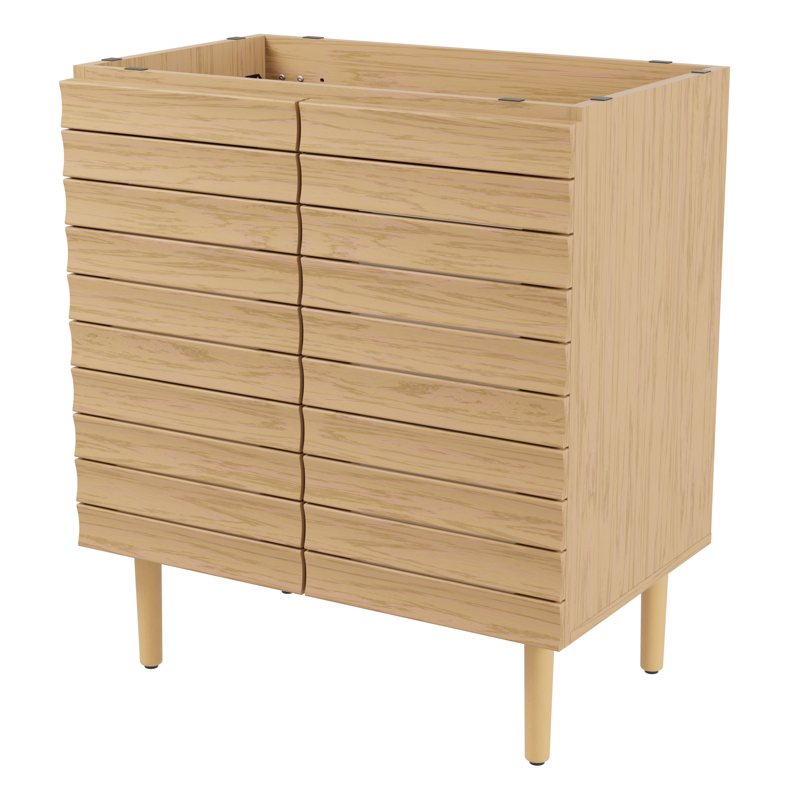 Aubert 30" Oak Slat Modern Farmhouse Bath Vanity Cabinet