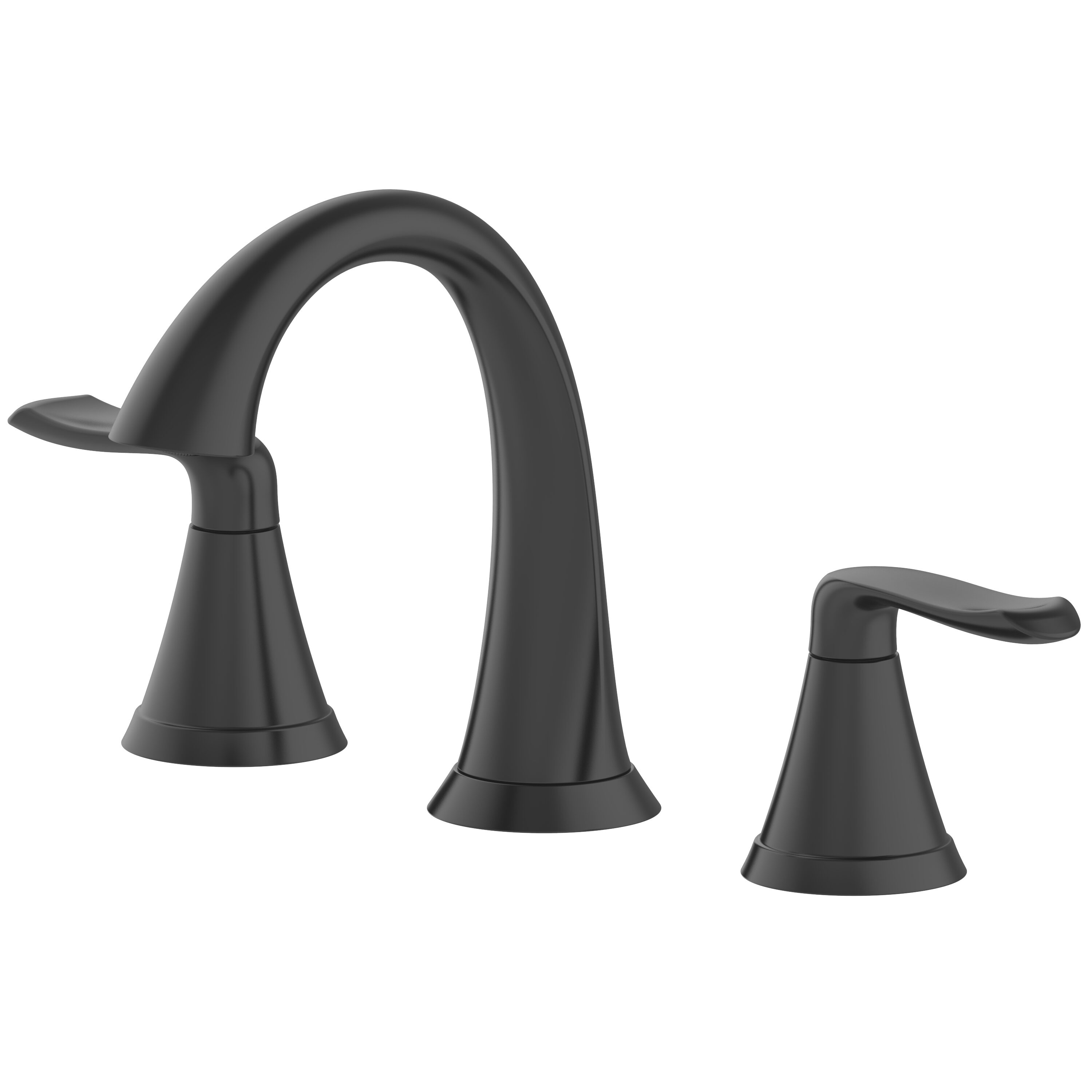 Jacuzzi FX-WSVAZ-MB PICCOLO Matte Black Widespread 2-handle WaterSense Mid-arc Commercial/Residential Handle Bathroom Sink Faucet with Drain with Deck Plate