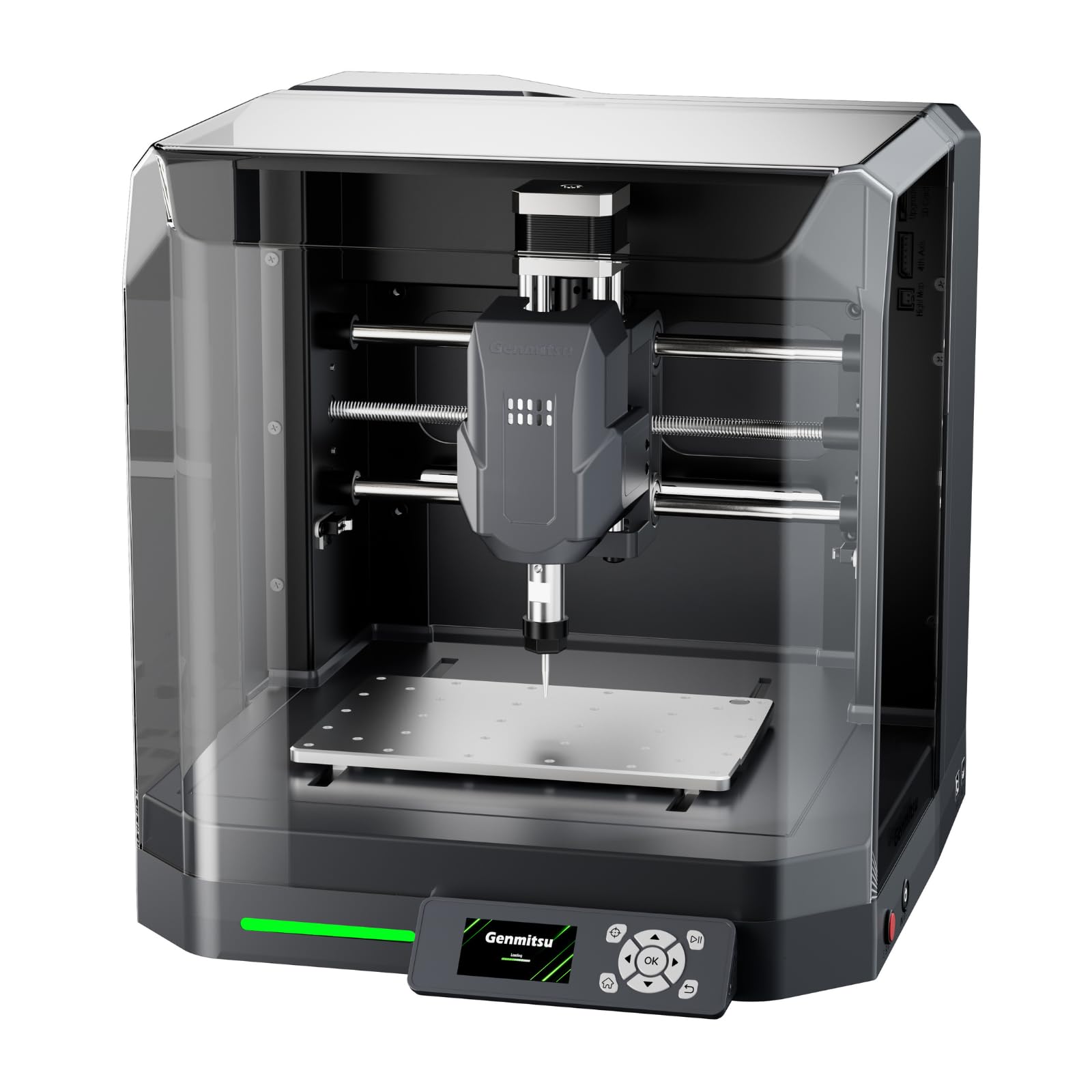Genmitsu  Cubiko CNC Router Machine with Protective Enclosure Smart Desktop PCB Milling System Auto Z Probing WiFi and App Supported Design Great for Polishing Drawing Woodworking Mini Acrylic Metal Carving Engraver